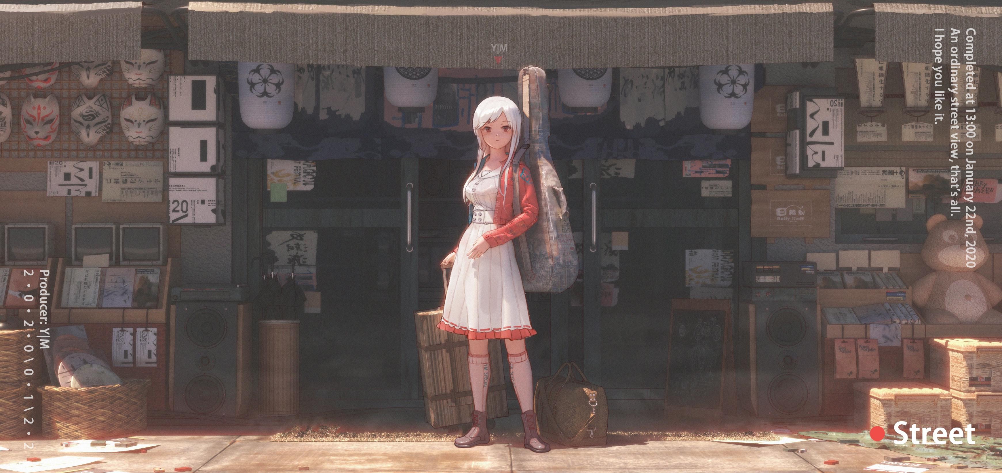 outdoors, white dress, anime, HD Wallpaper