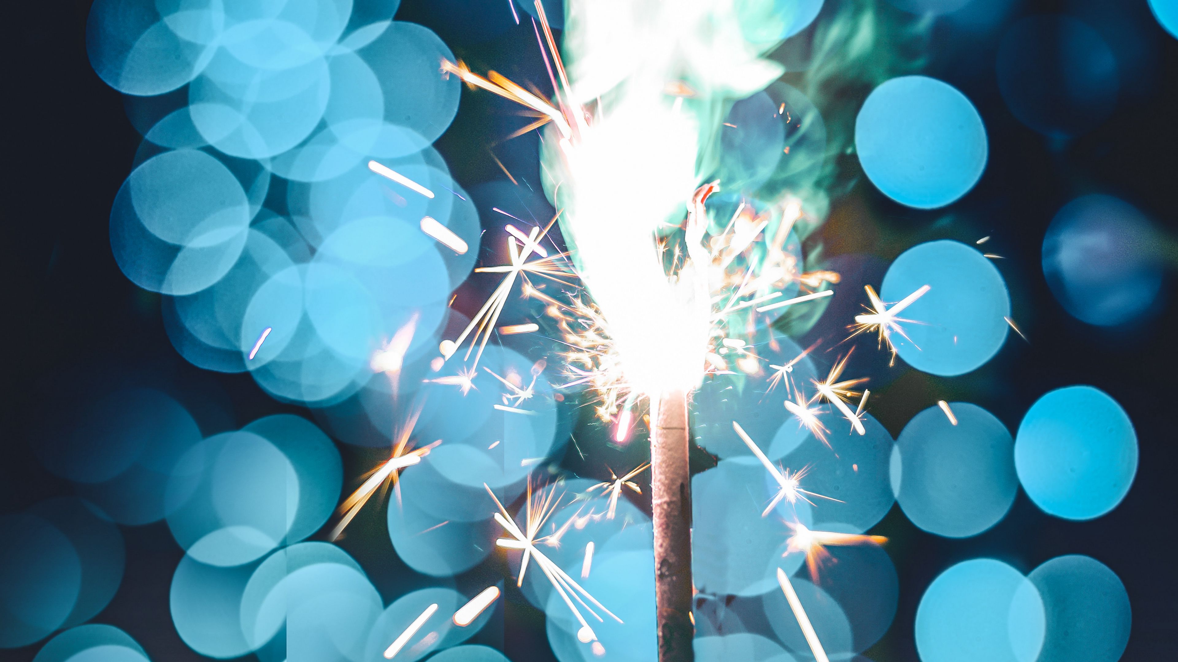 sparklers, sparks, bokeh, smoke, festive, 4k, HD Wallpaper