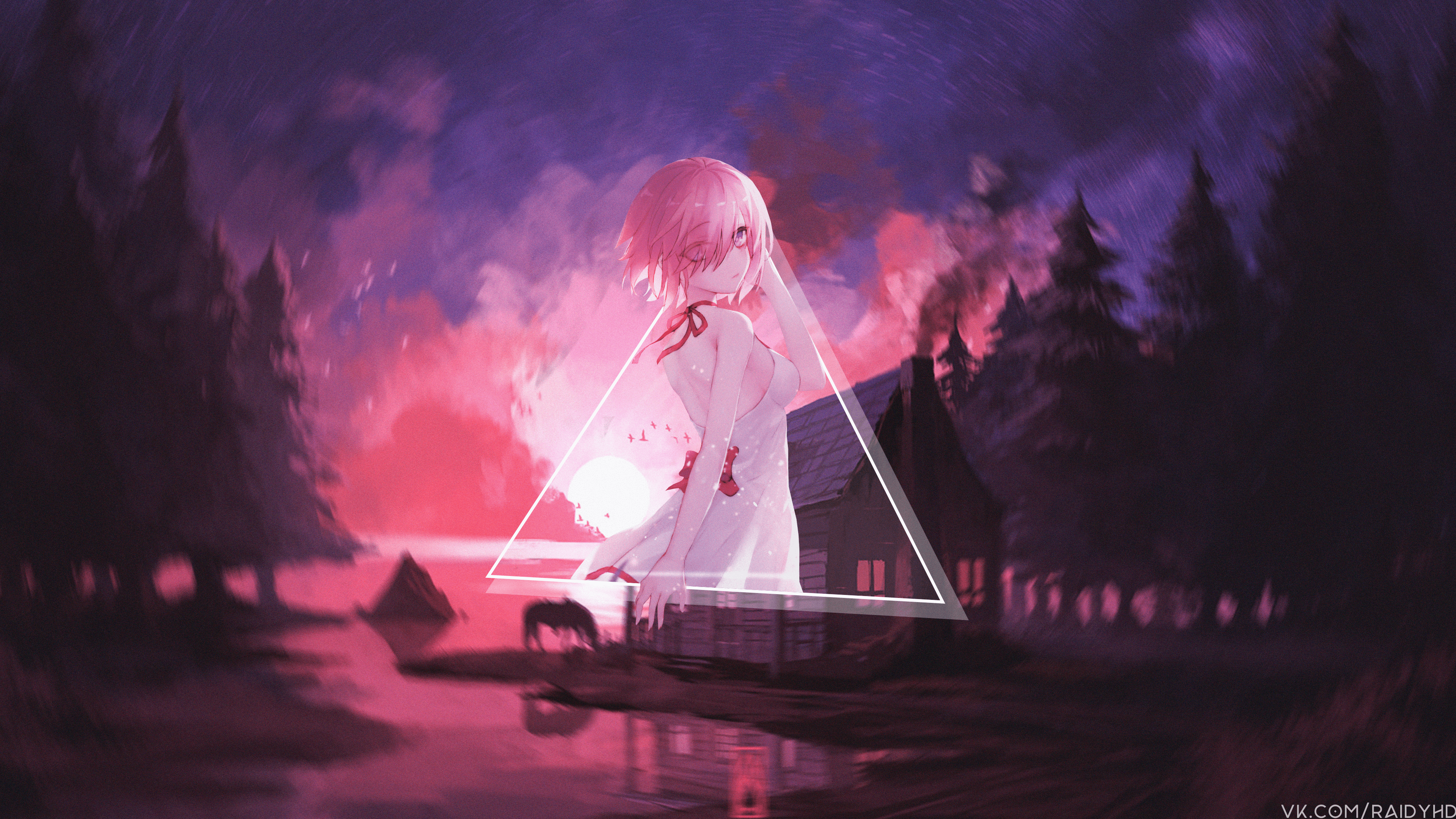 anime, anime girls, picture-in-picture, Mash Kyrielight, Shielder (Fate/Grand Order), HD Wallpaper