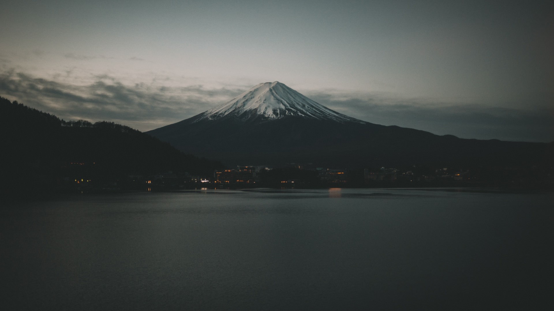 nature, mountains, volcano, dark, water, HD Wallpaper