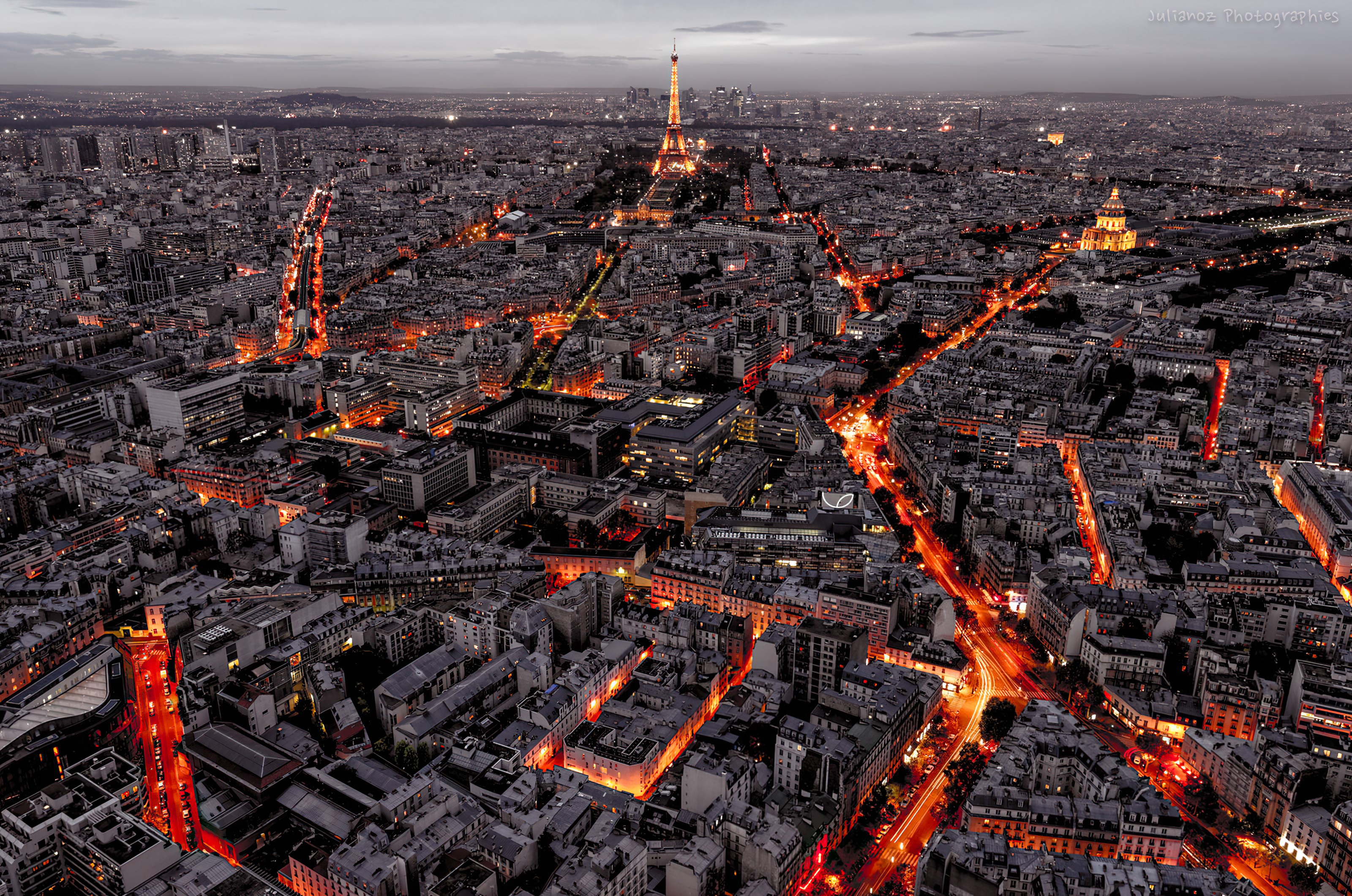 Paris, city, cityscape, selective coloring, photography, low saturation, red, HD Wallpaper