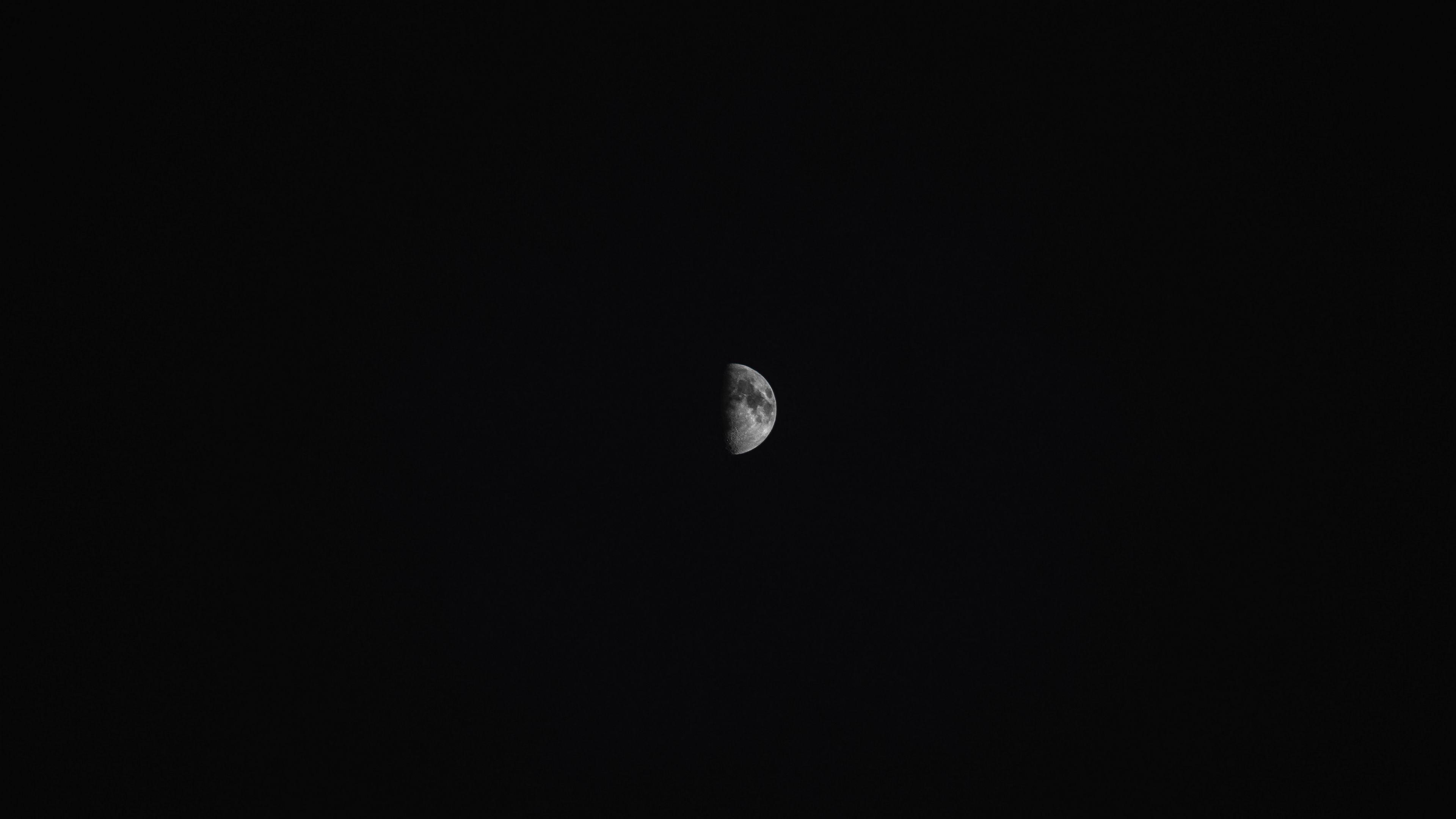moon, shadow, darkness, night, sky, 4k, HD Wallpaper