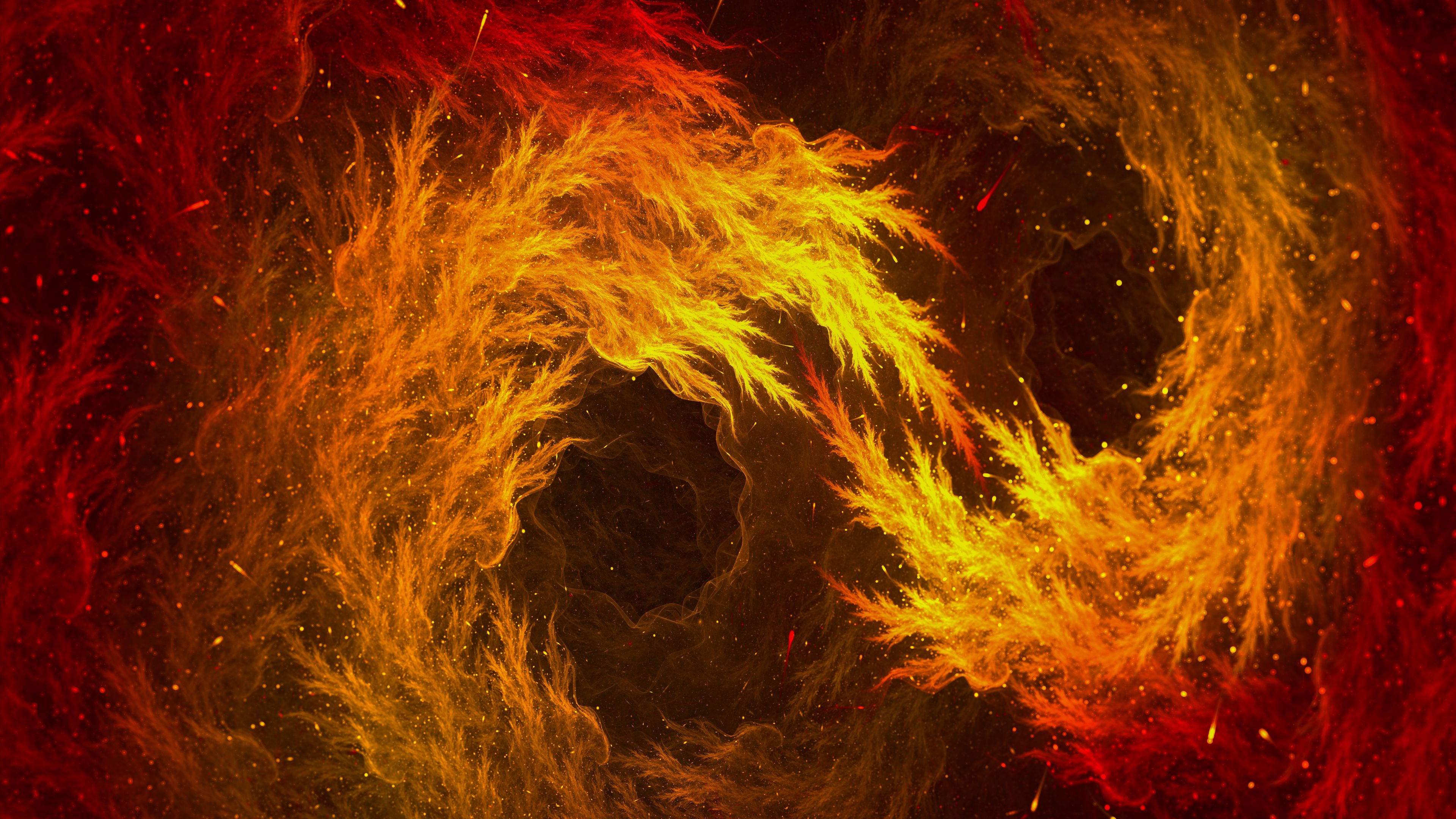fractal, patterns, fiery, red, 4k, HD Wallpaper