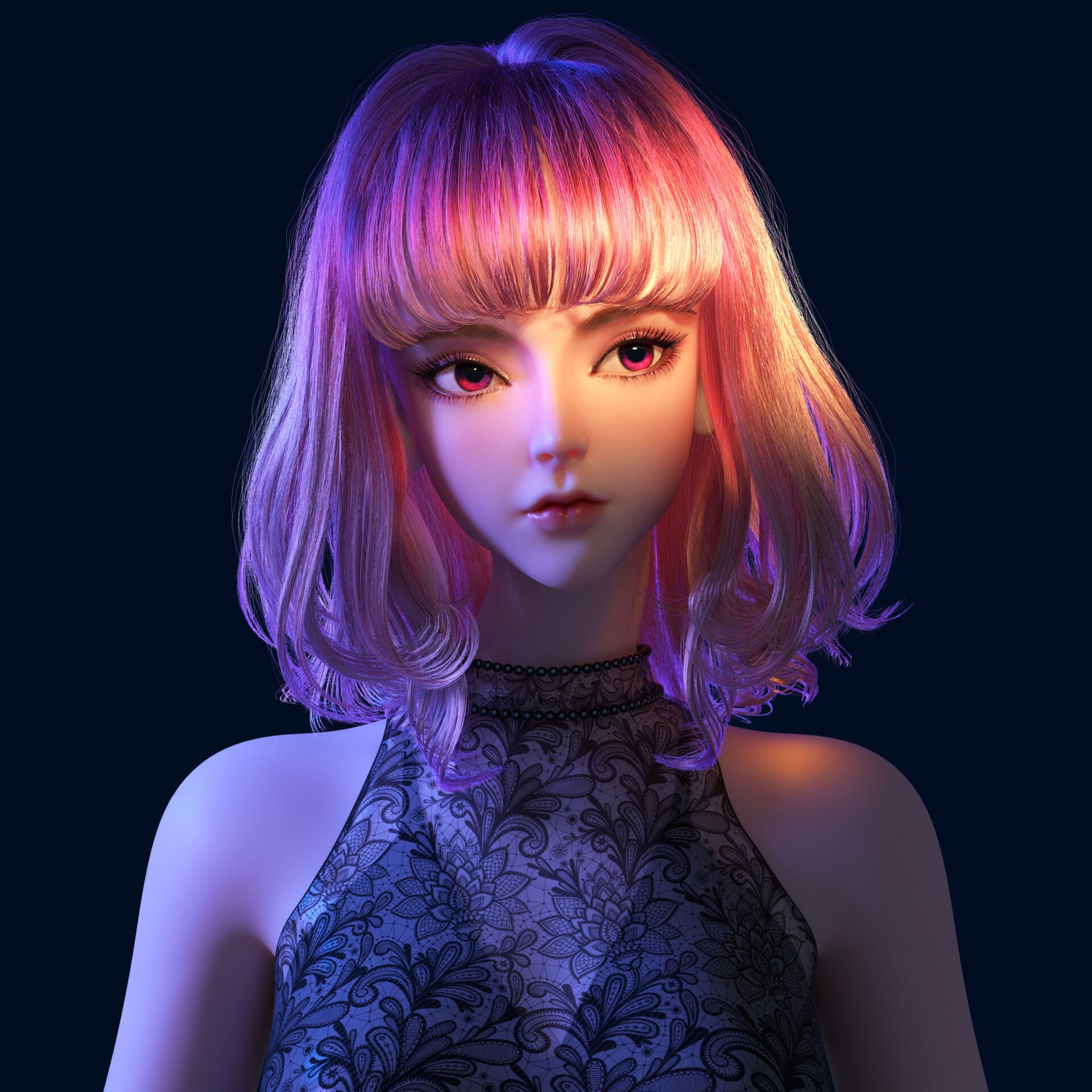 anime, anime girls, ArtStation, digital art, red eyes, HD Wallpaper