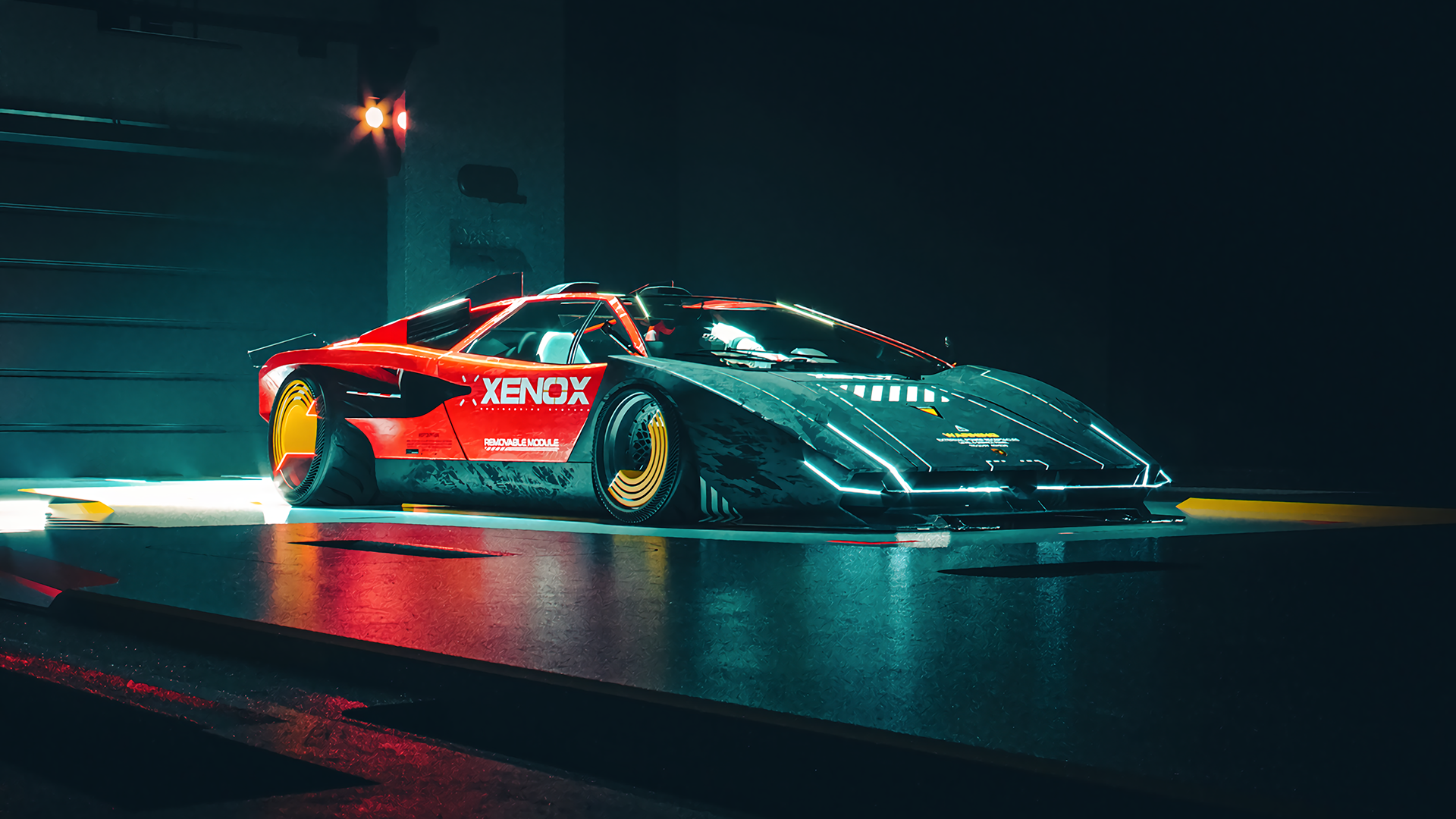 car, digital art, KhyzylSaleem, Lamborghini Countach, HD Wallpaper
