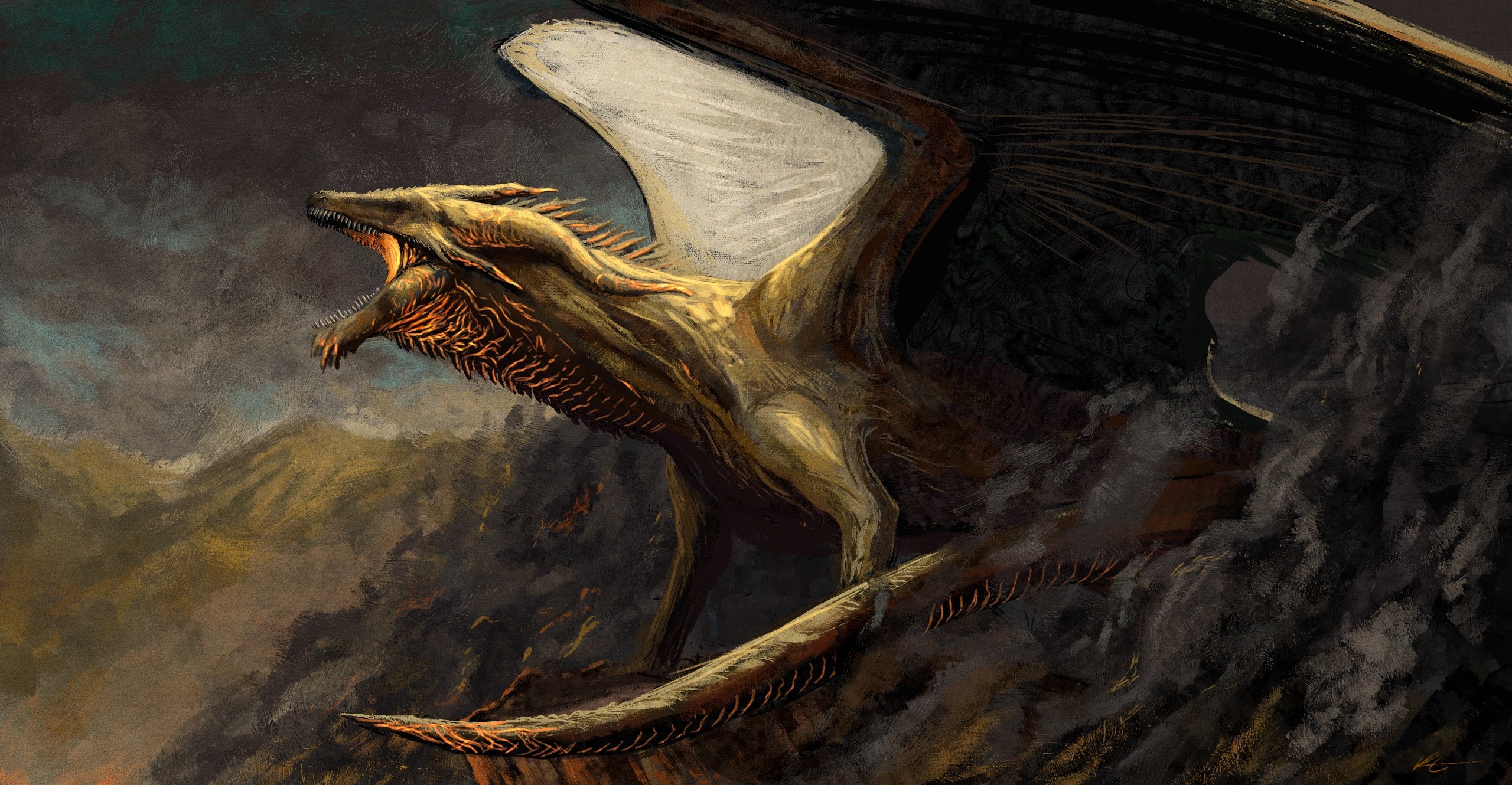 artwork, dragon, creature, fantasy art, HD Wallpaper