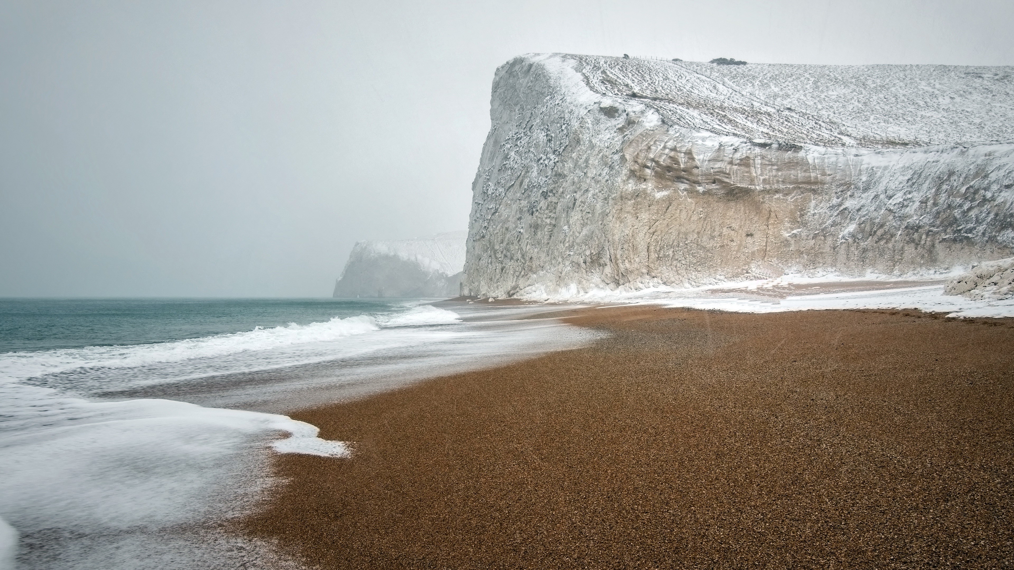nature, coast, rock, cliff, outdoors, island, snow, HD Wallpaper