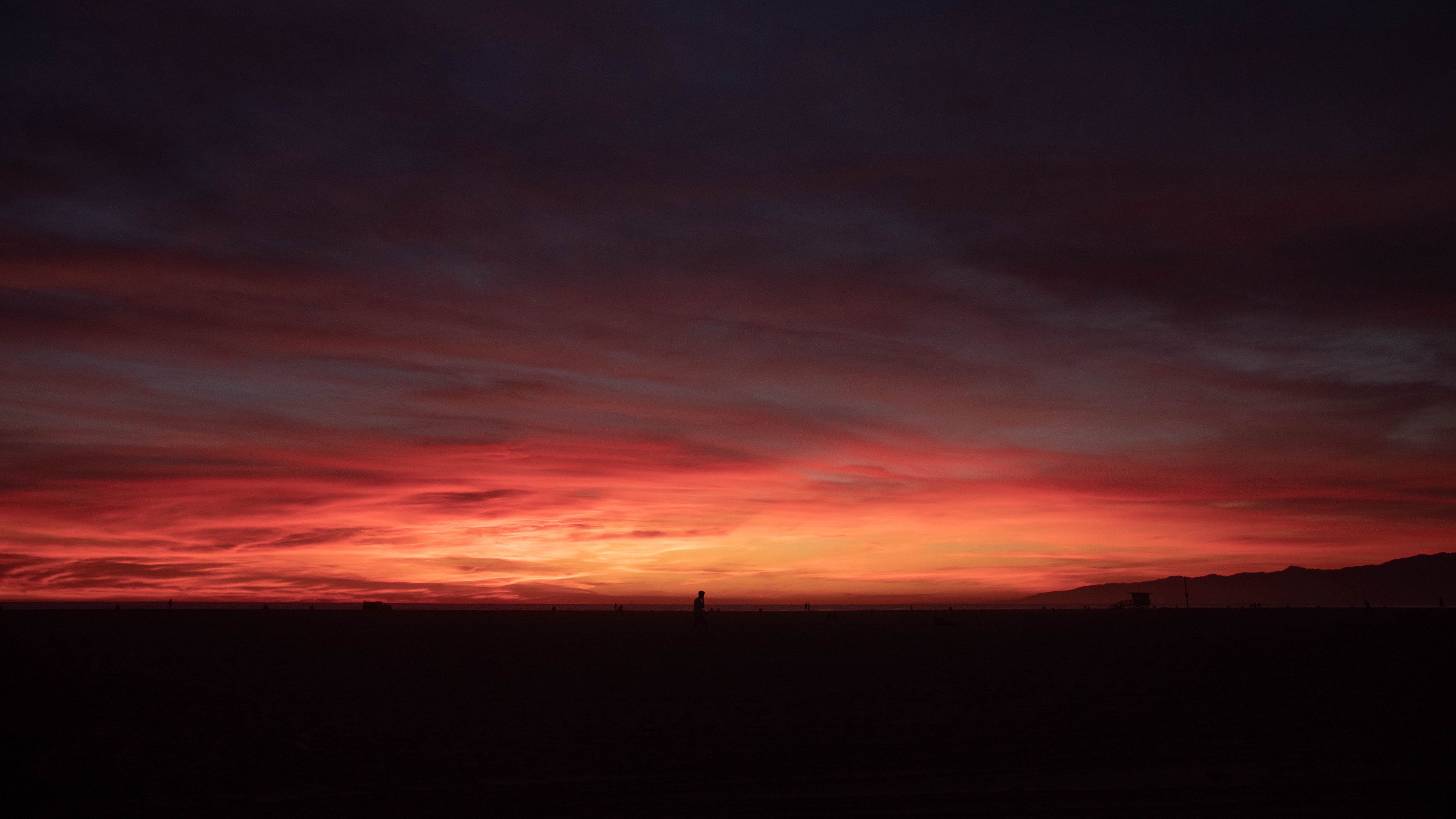 twilight, silhouette, dark, sky, horizon, 4k, HD Wallpaper