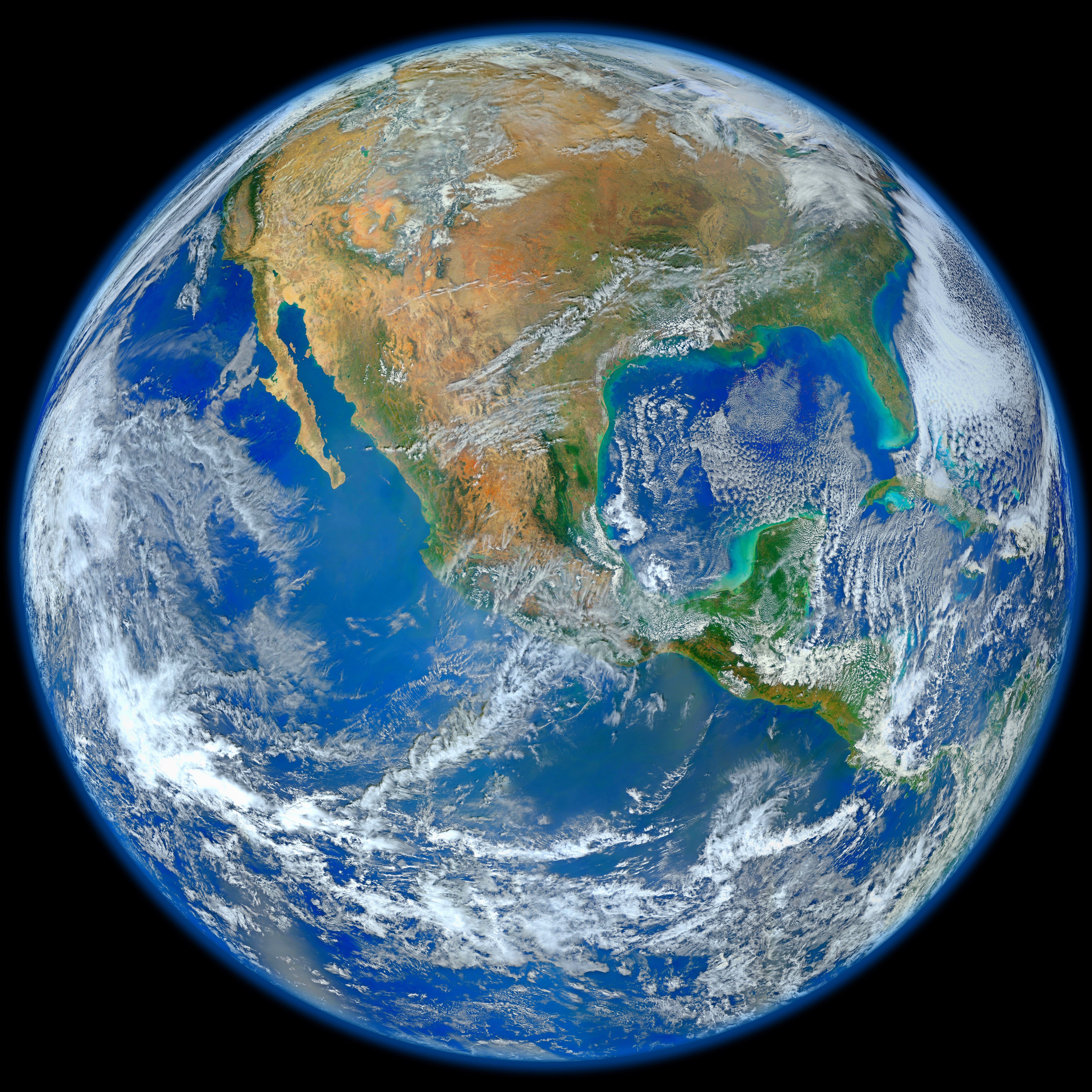 Earth, space, clouds, North America, sea, desert, HD Wallpaper