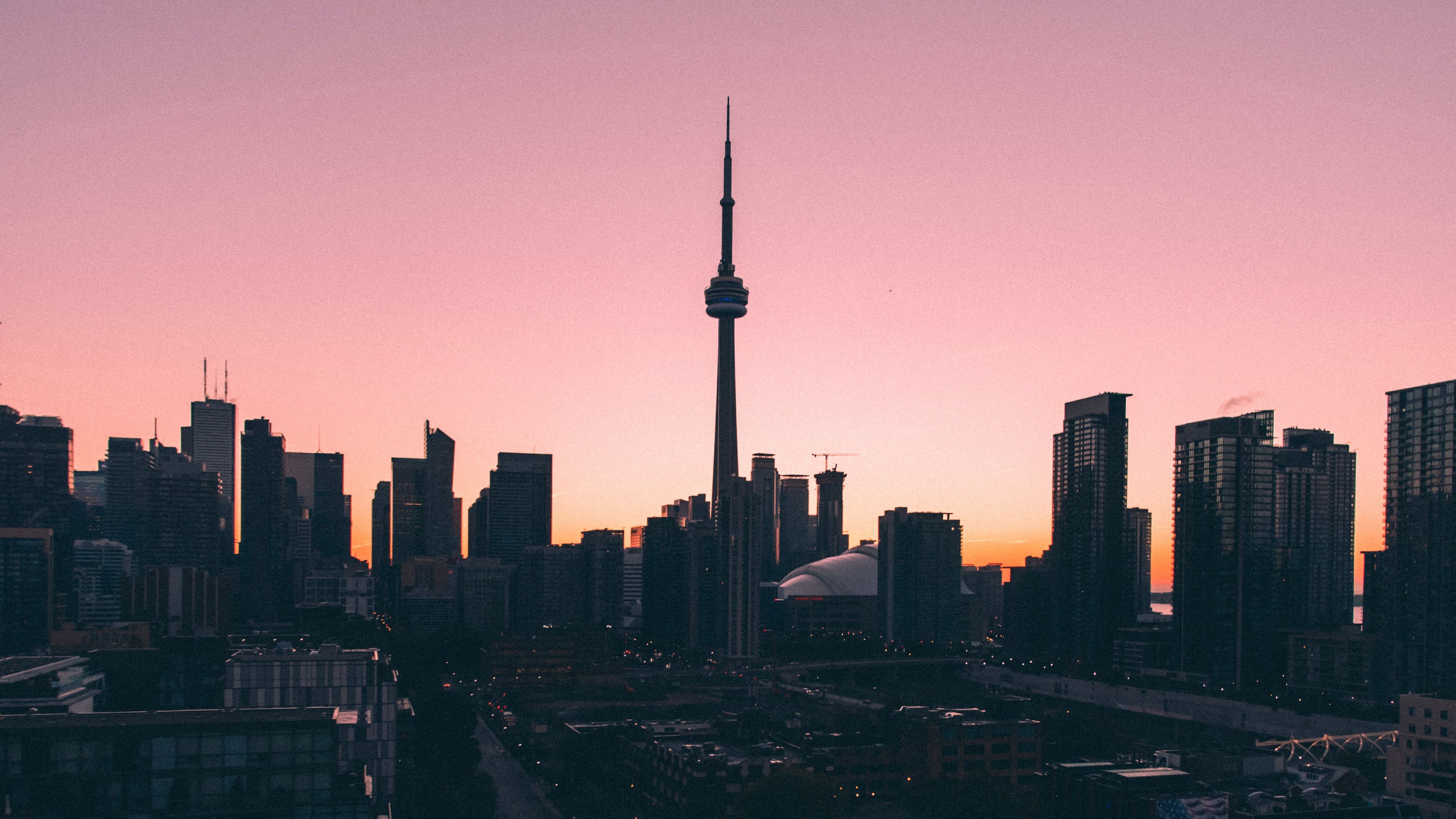 city, aerial view, twilight, architecture, dark, 4k, HD Wallpaper