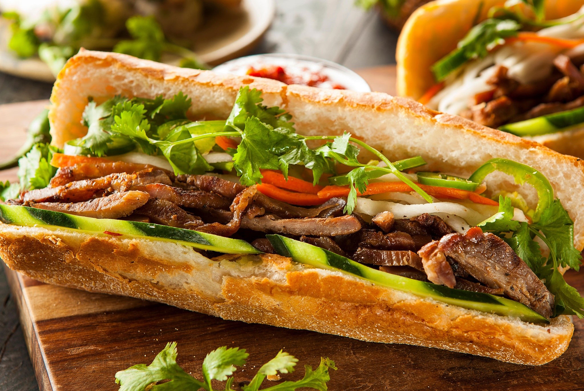 meat, food, sandwich, salad, HD Wallpaper
