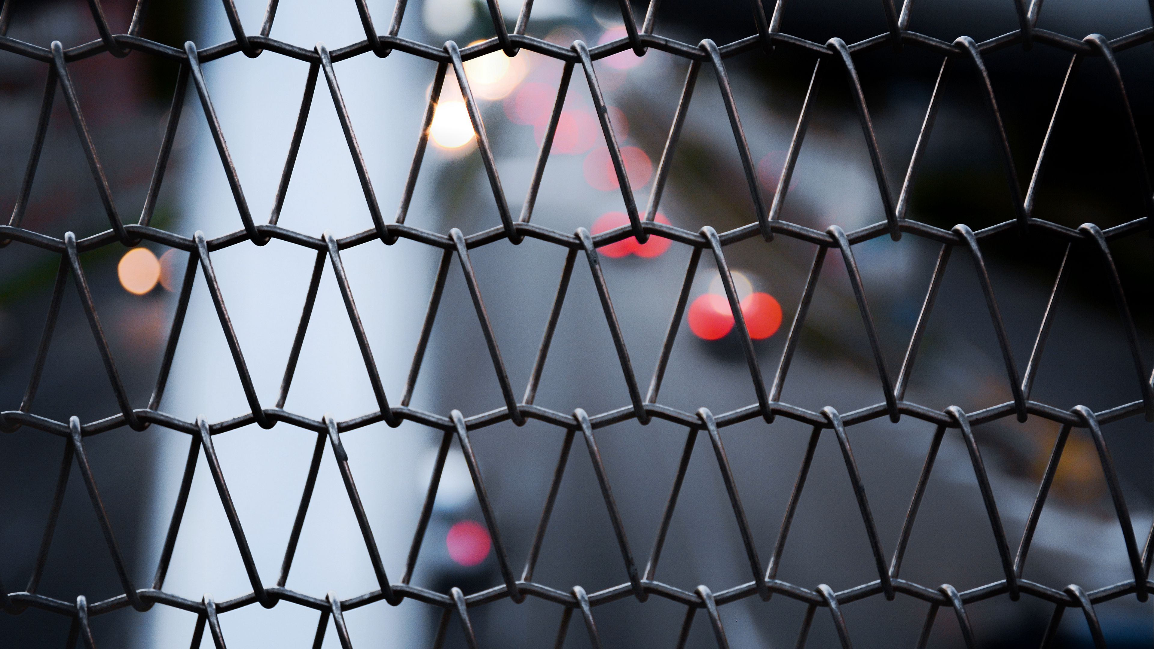 mesh, metallic, blur, bokeh, fence, 4k, HD Wallpaper