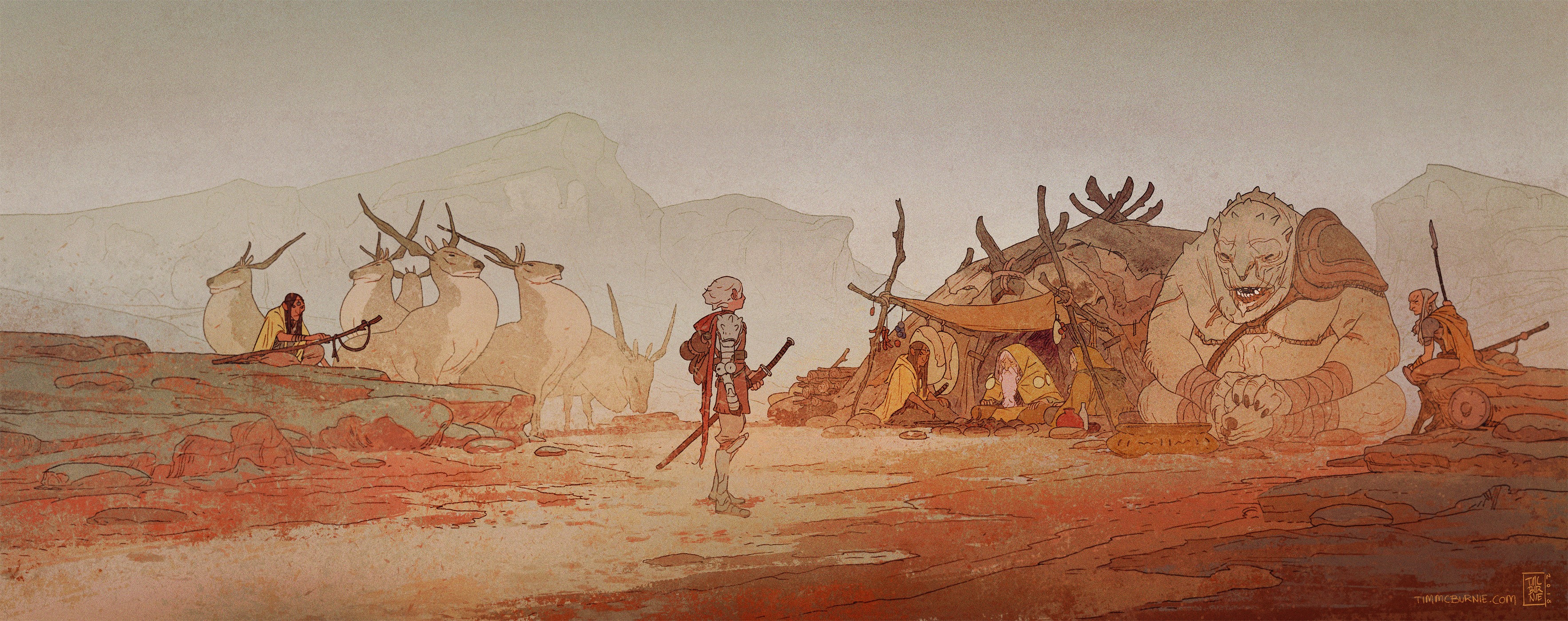 artwork, digital art, fantasy art, desert, Tim McBurnie, HD Wallpaper