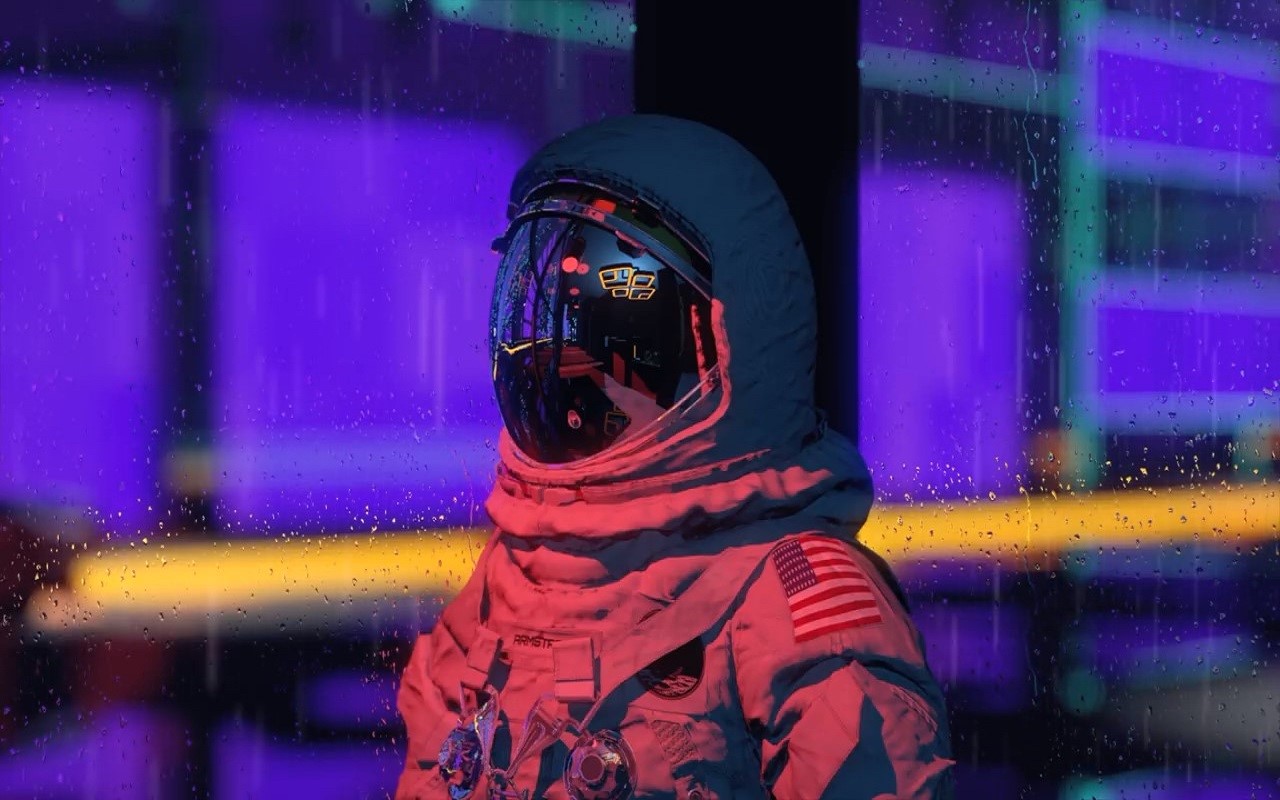 anime, helmet, rain, astronaut, HD Wallpaper