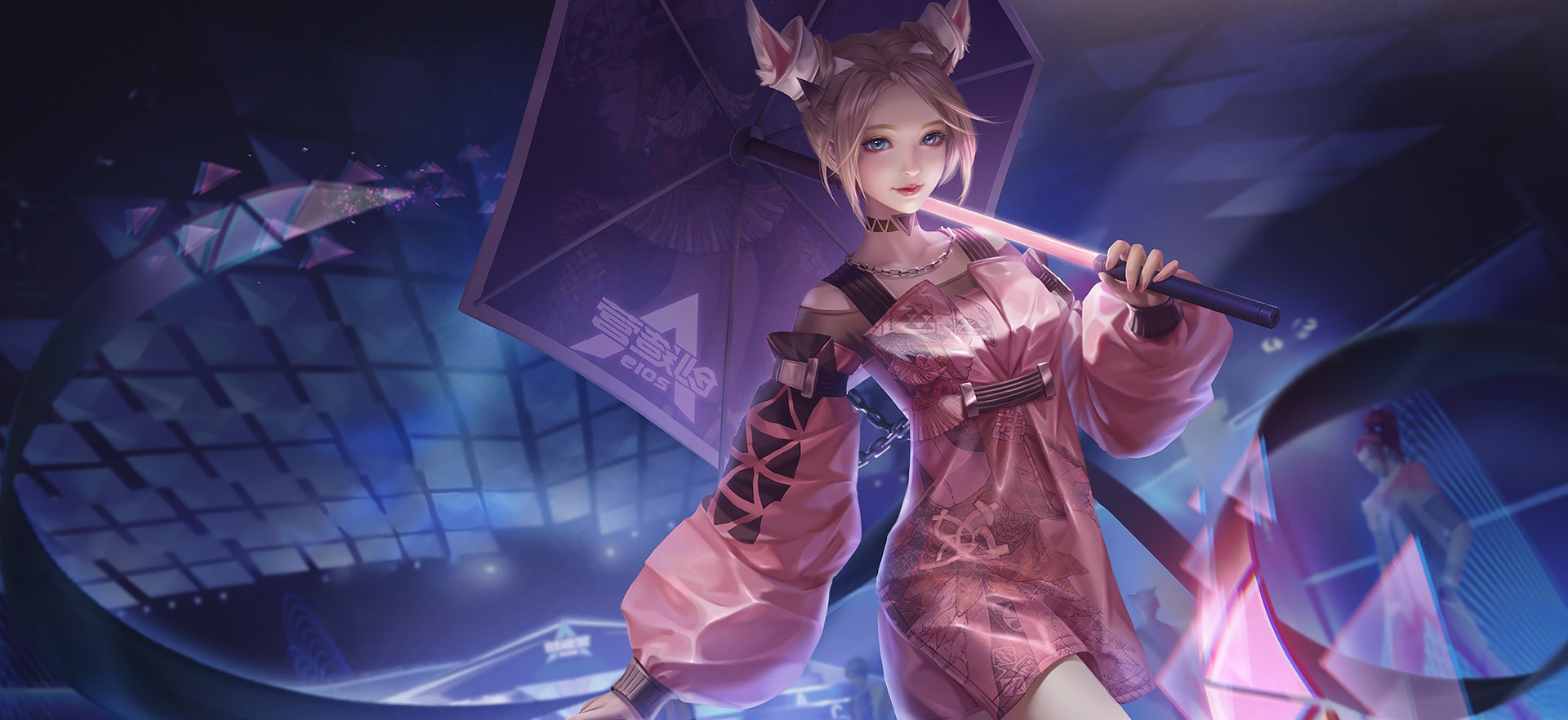 anime, anime girls, umbrella, animal ears, HD Wallpaper