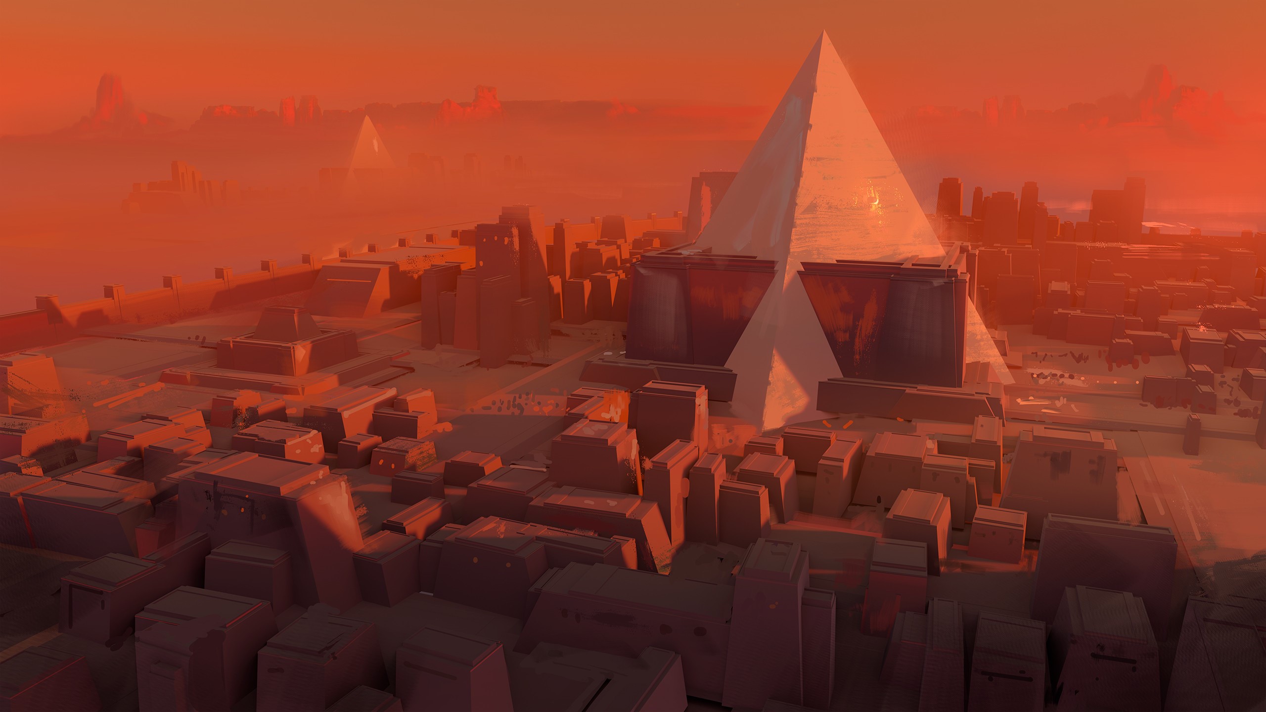 pyramid, ArtStation, artwork, digital art, fantasy art, HD Wallpaper