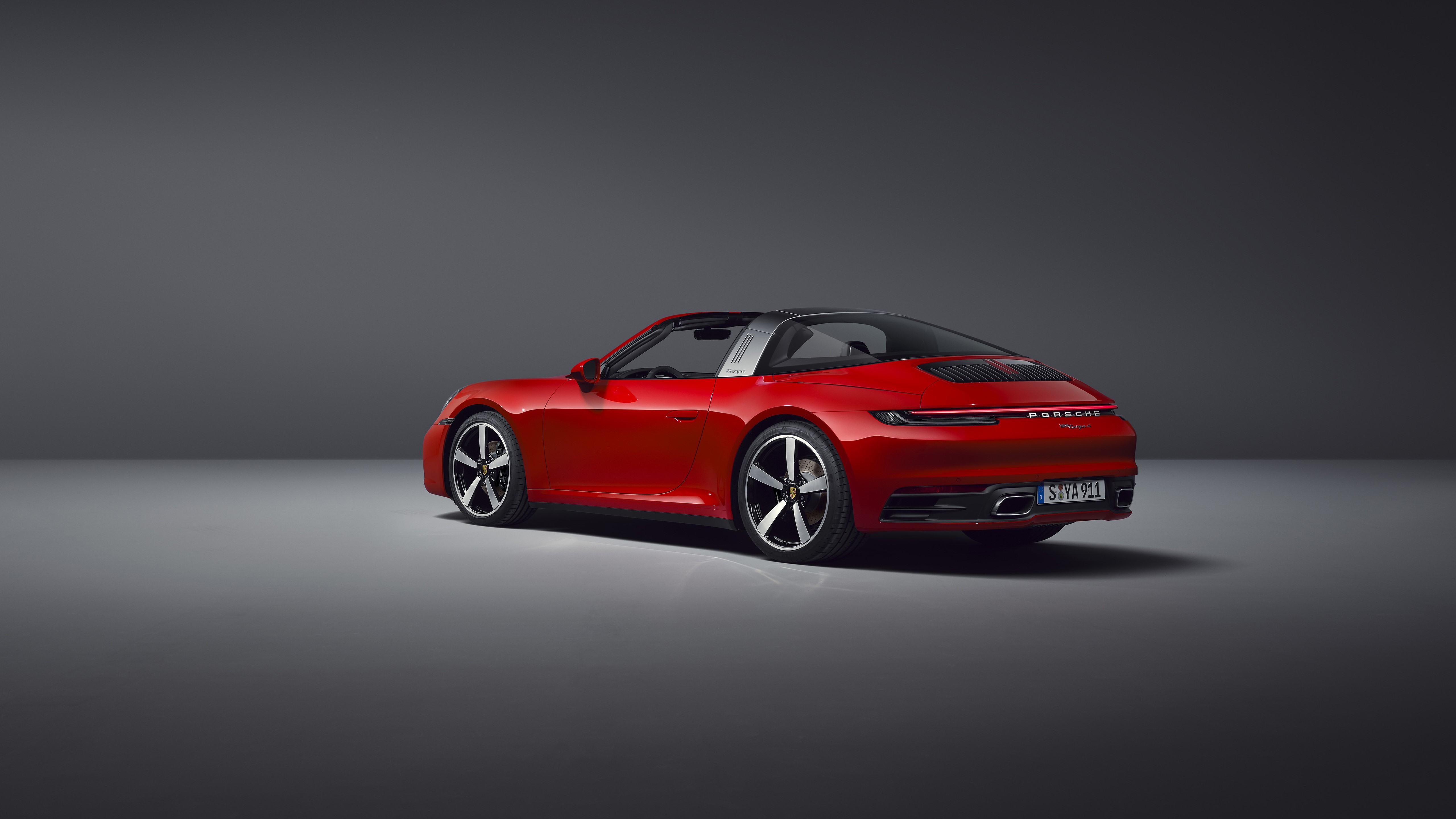Porsche 911 Targa 4, car, vehicle, simple background, spotlights, sports car, red cars, HD Wallpaper