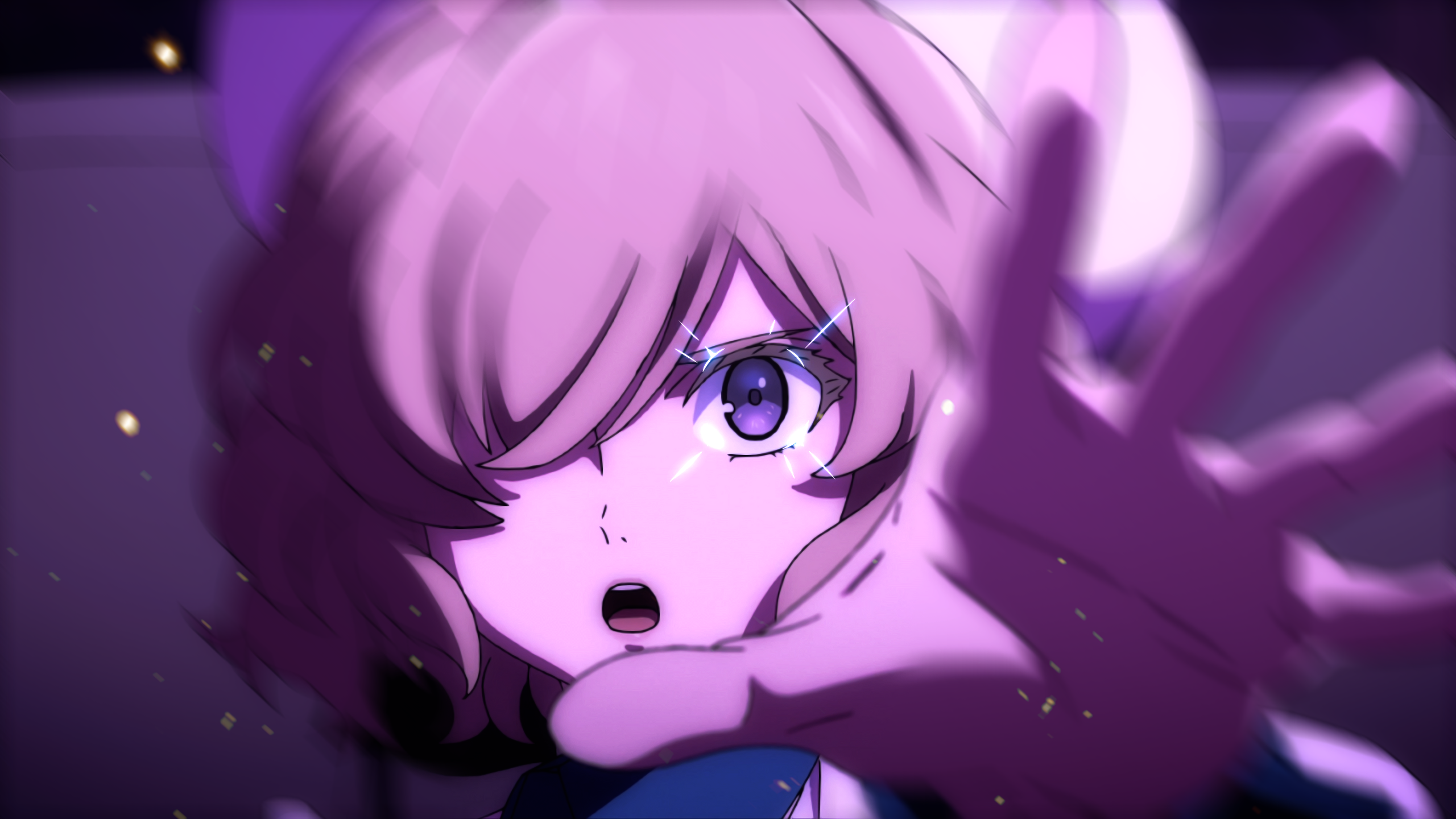 Kotoko Iwanaga, In/Spectre, anime girls, purple eyes, pink hair, face, HD Wallpaper