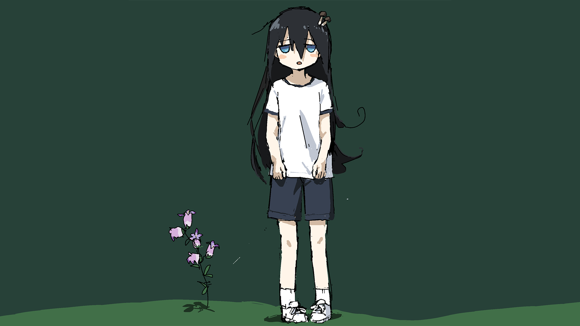 anime girls, green, artwork, HD Wallpaper