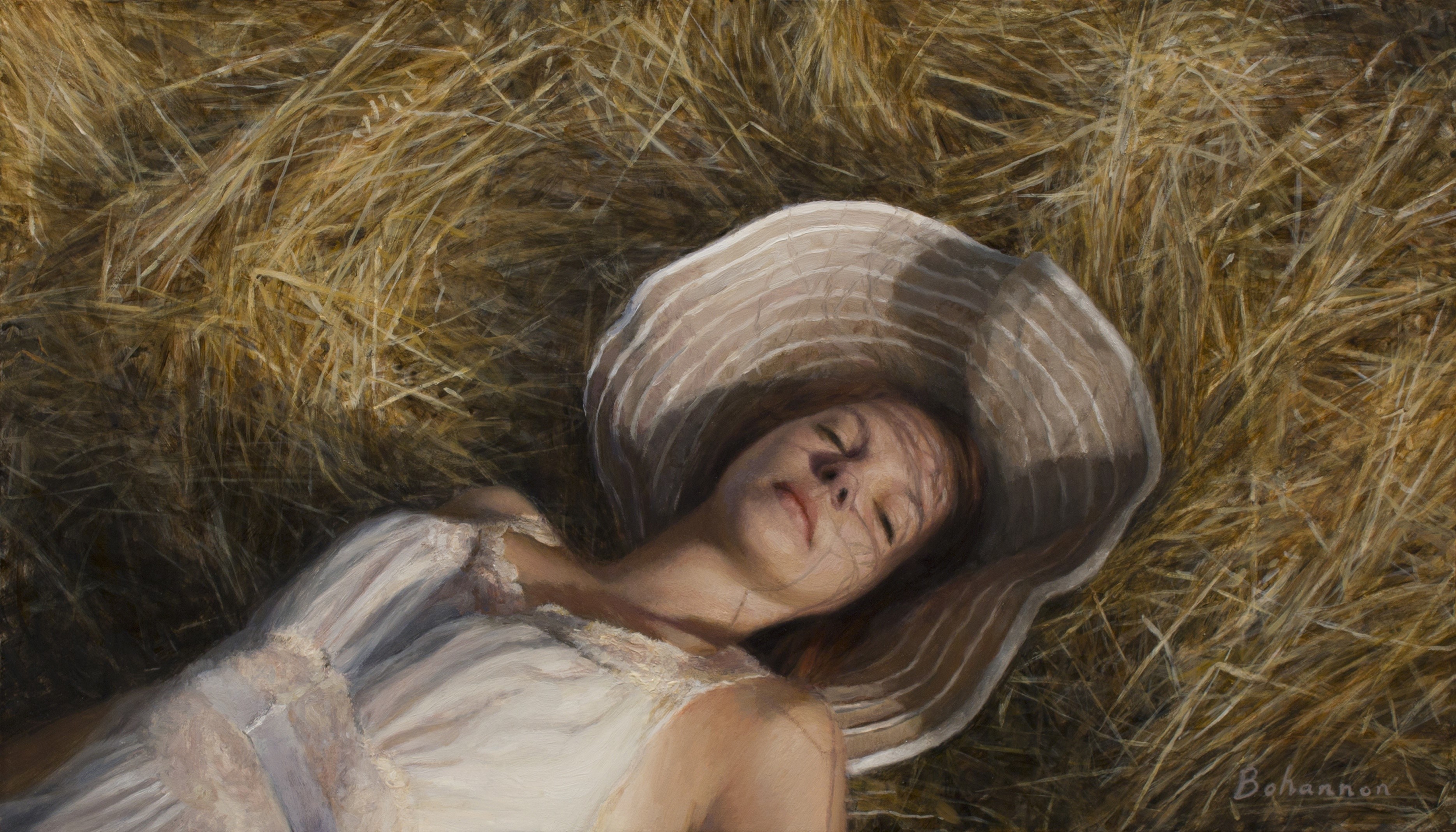 straw, hat, women, artwork, HD Wallpaper