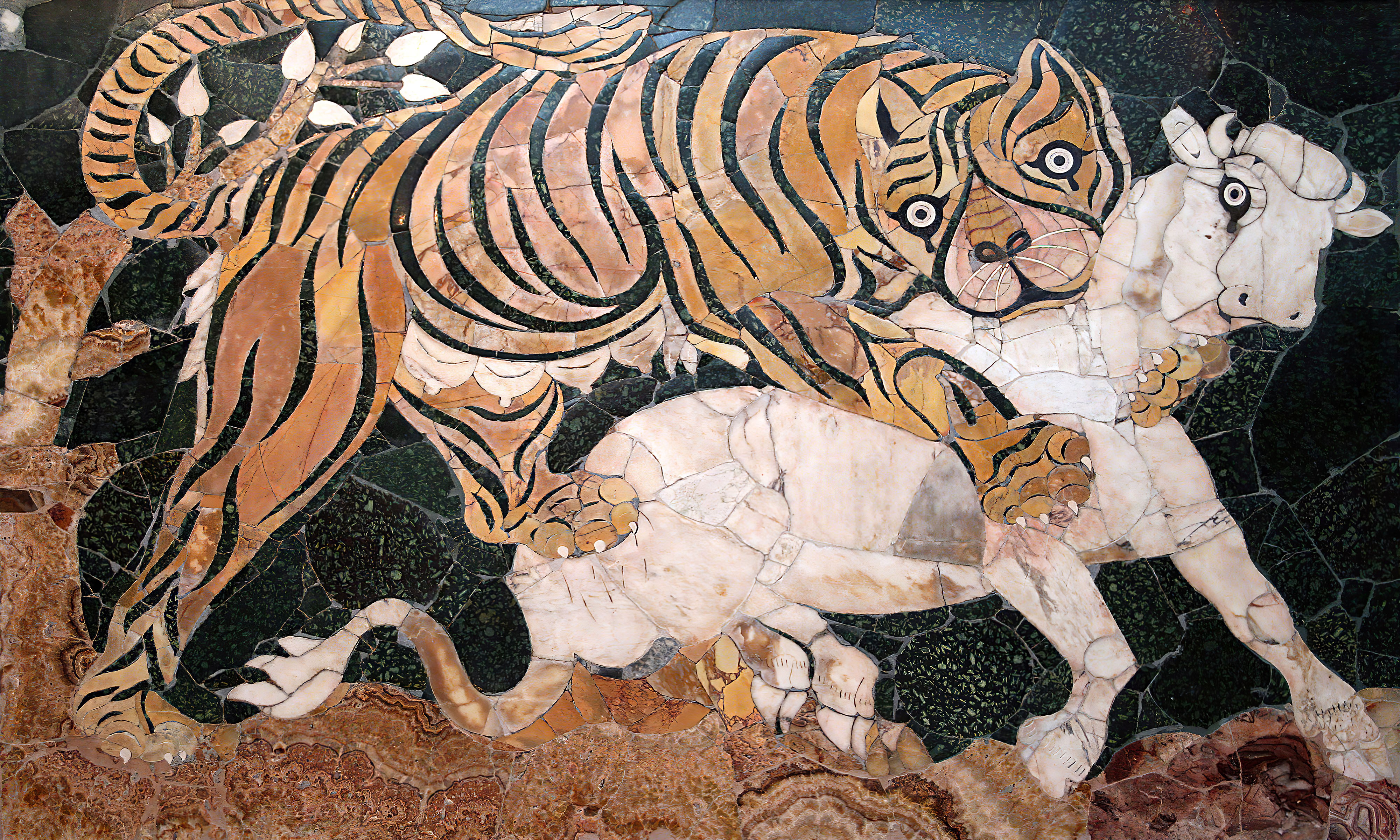 marble, art installation, Calf, lion, Basilica of Junius Bassus, Rome, HD Wallpaper