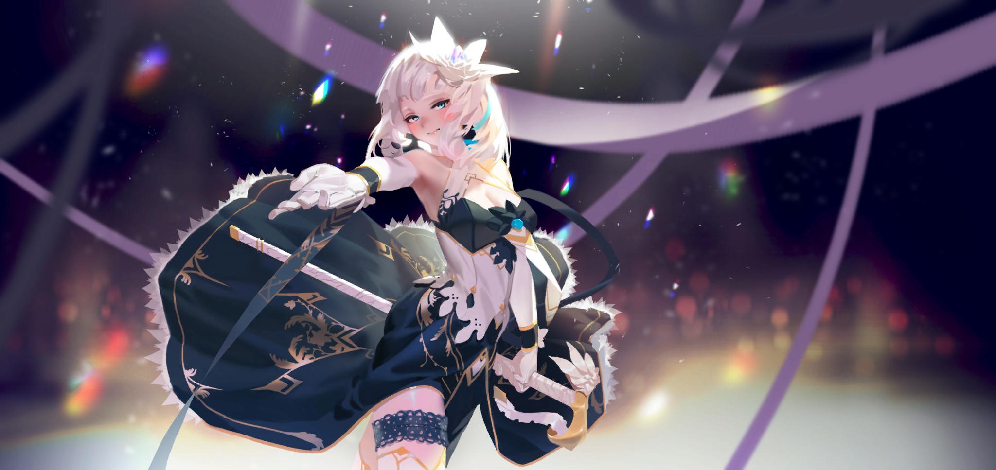 gowns, white hair, anime girls, anime, HD Wallpaper
