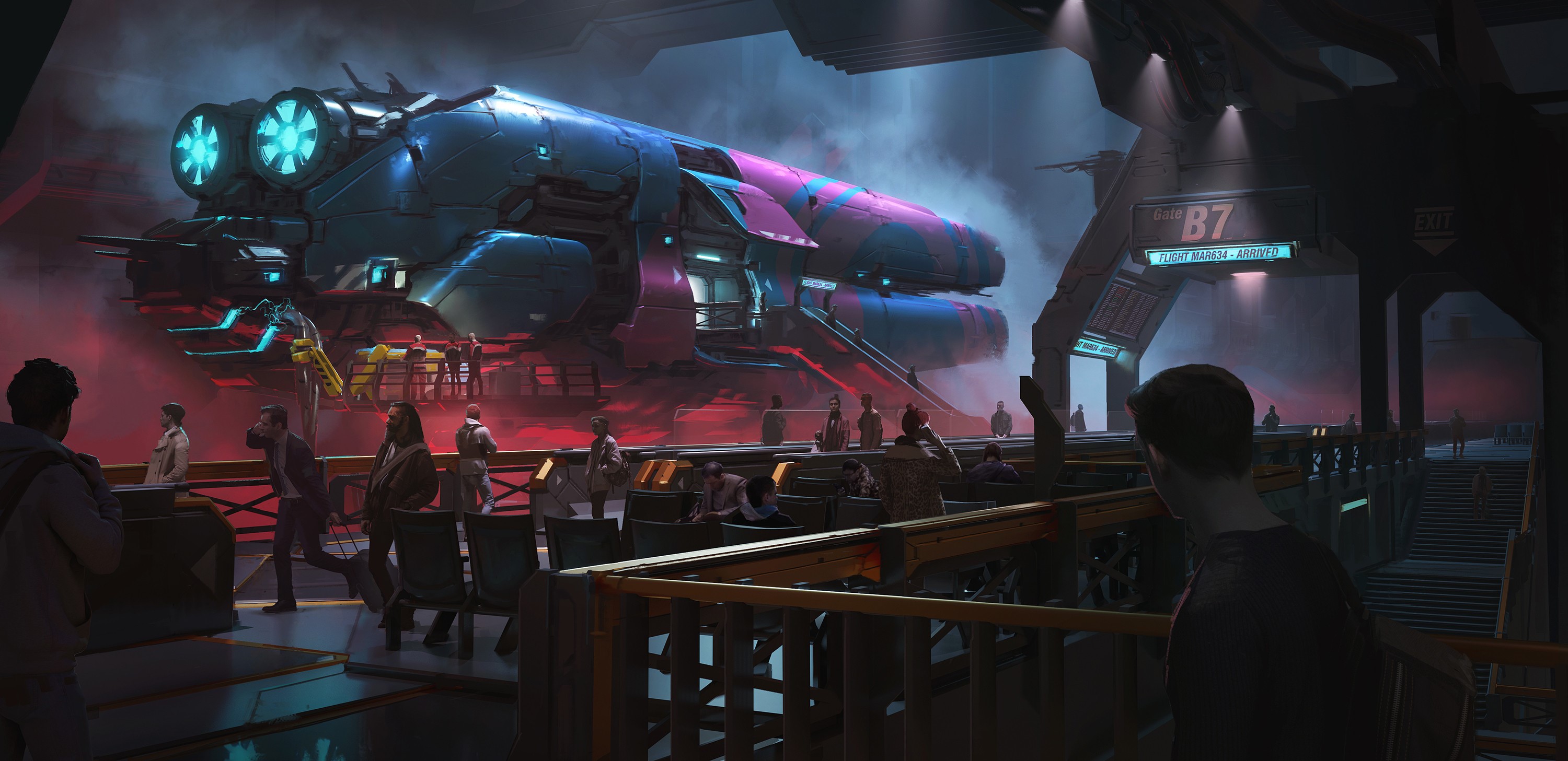 science fiction, people, vehicle, ArtStation, artwork, futuristic, HD Wallpaper