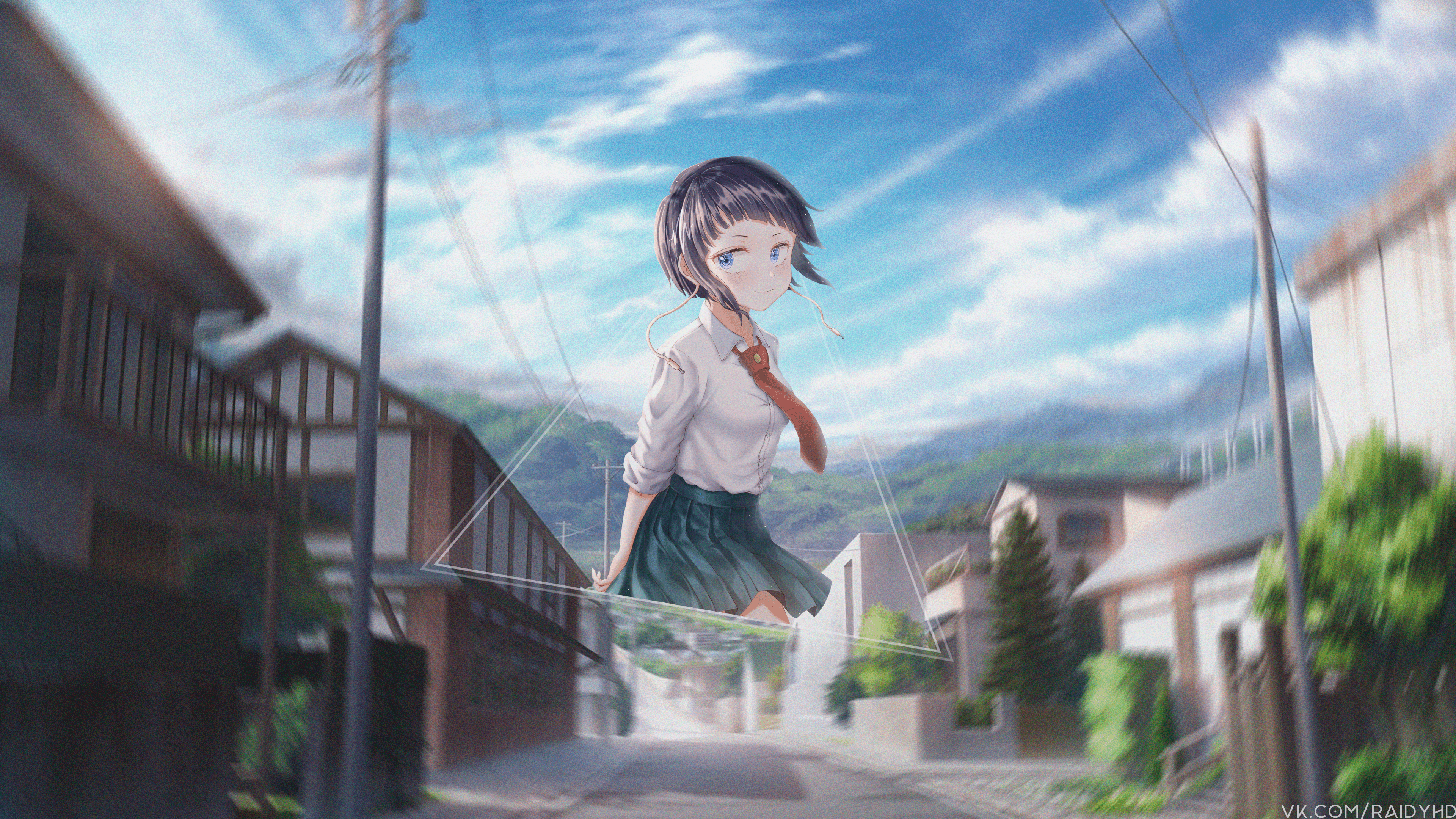 anime, anime girls, picture-in-picture, Kyoka Jiro, Boku no Hero Academia, dark hair, miniskirt, tie, blue eyes, HD Wallpaper