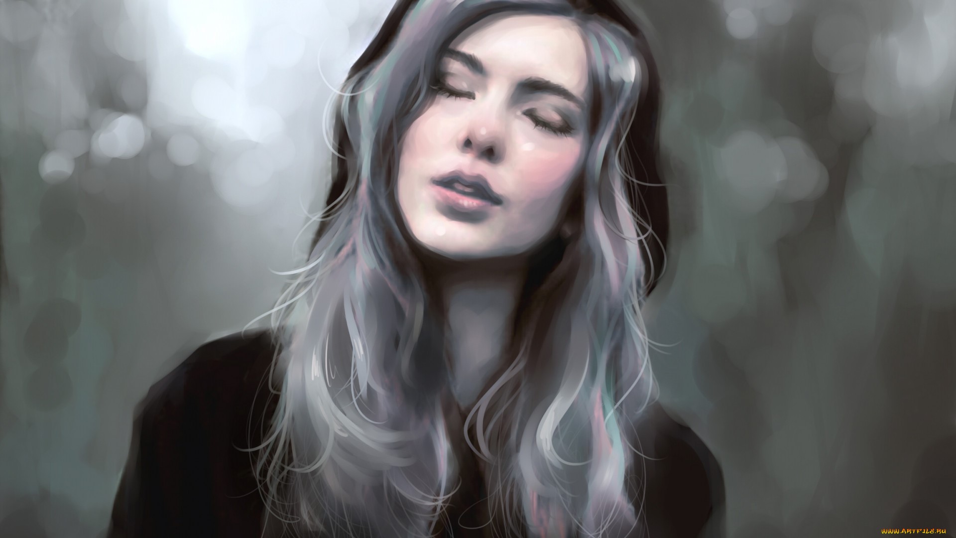 women, closed eyes, face, artwork, HD Wallpaper
