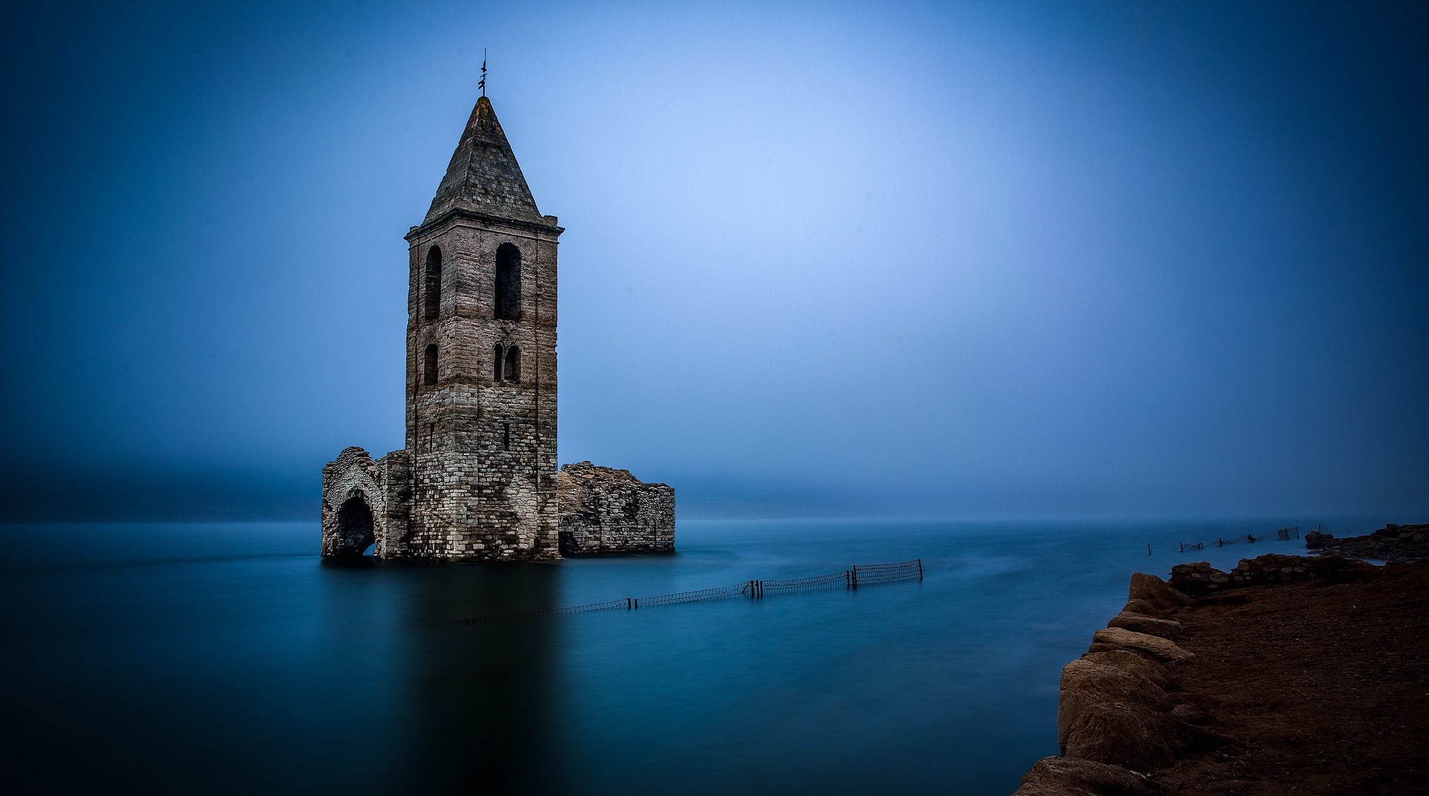 Spain, ruin, outdoors, water, HD Wallpaper