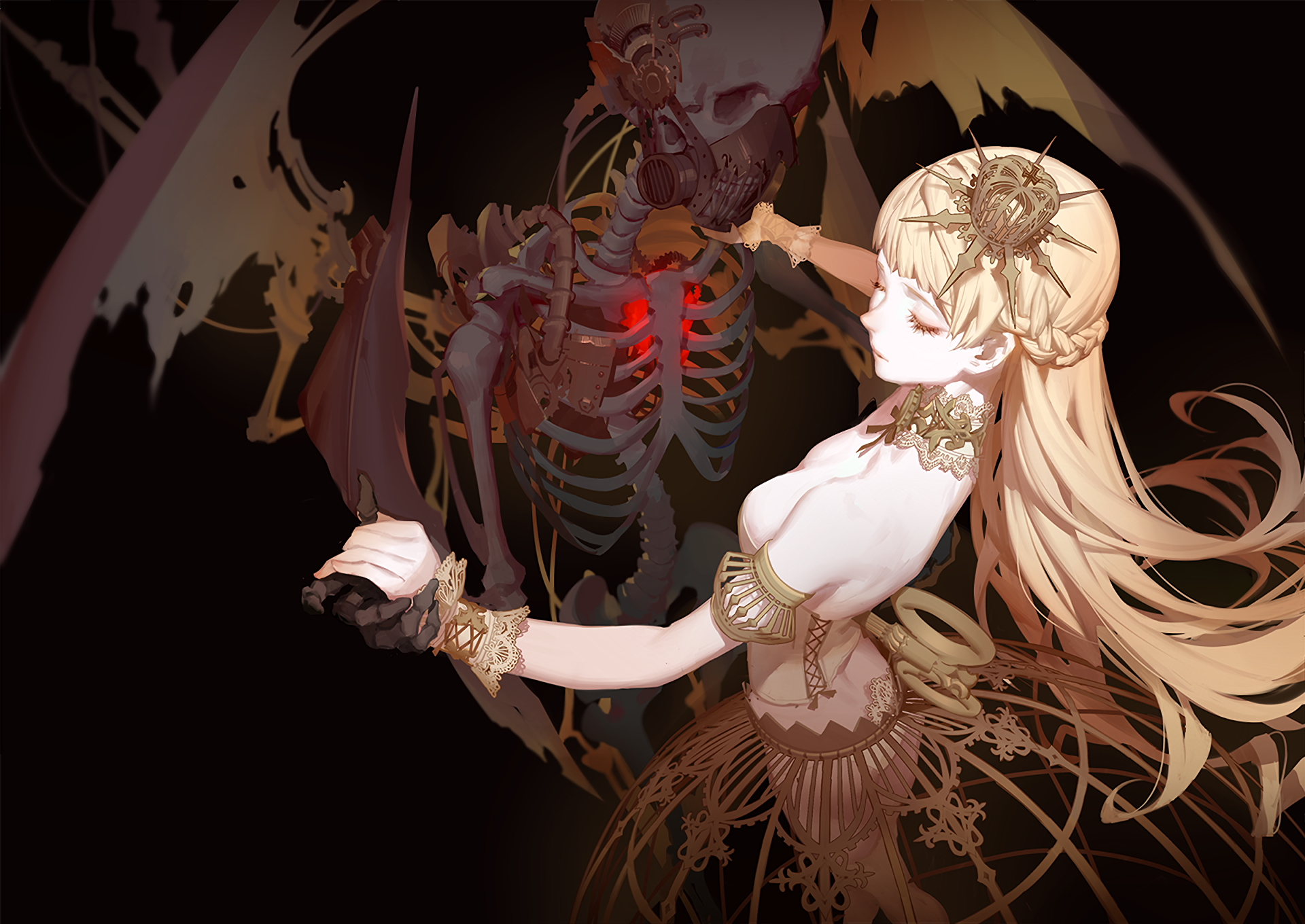 long hair, anime girls, blonde, original characters, anime, HD Wallpaper