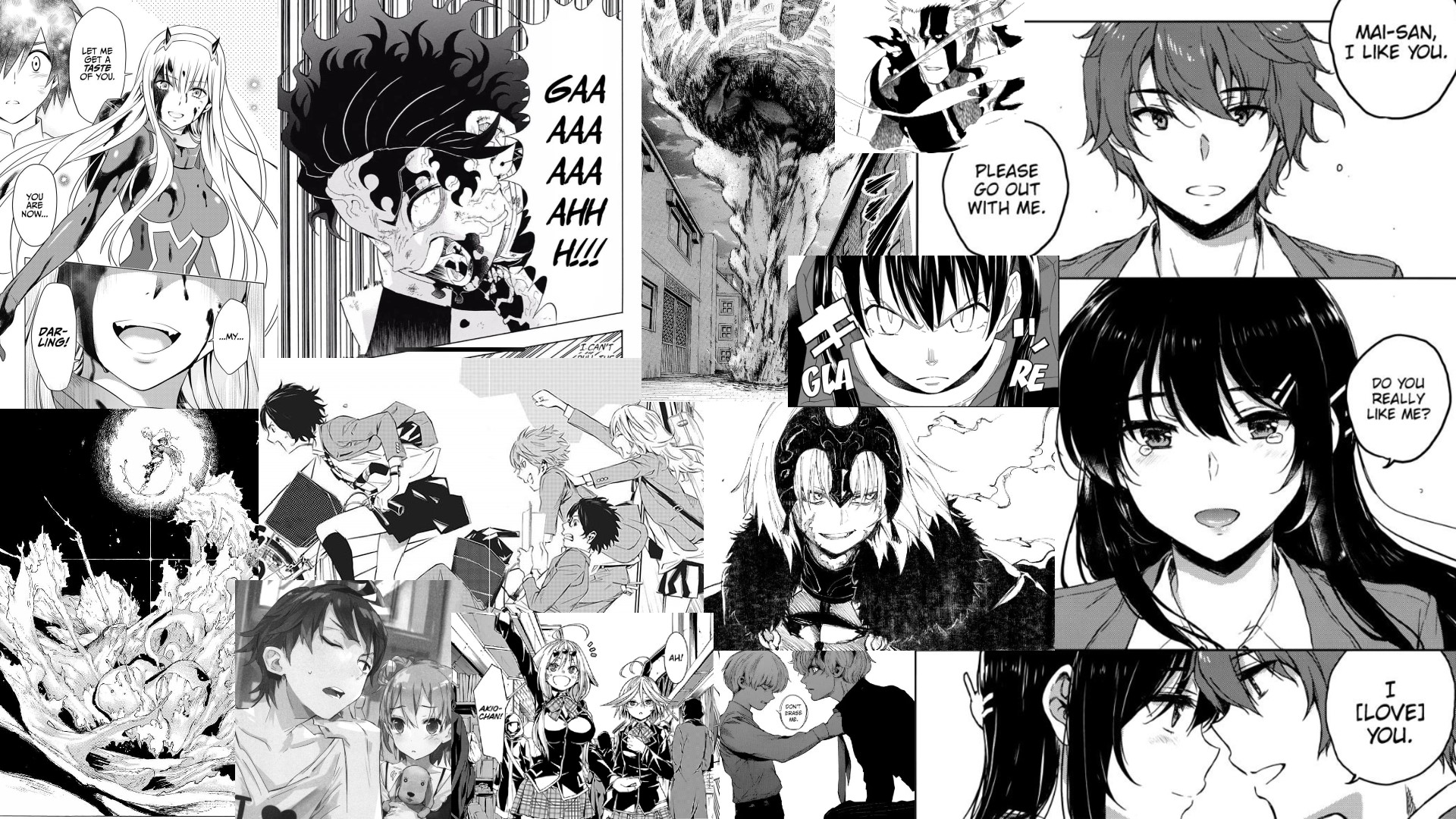 manga, anime, anime girls, monochrome, HD Wallpaper