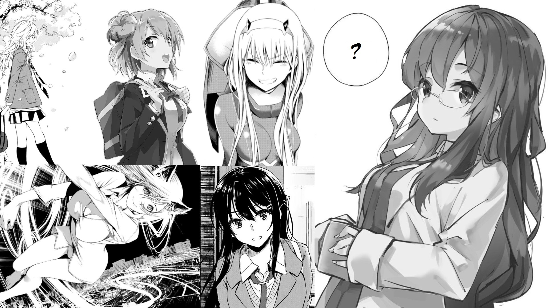 manga, anime, anime girls, monochrome, HD Wallpaper