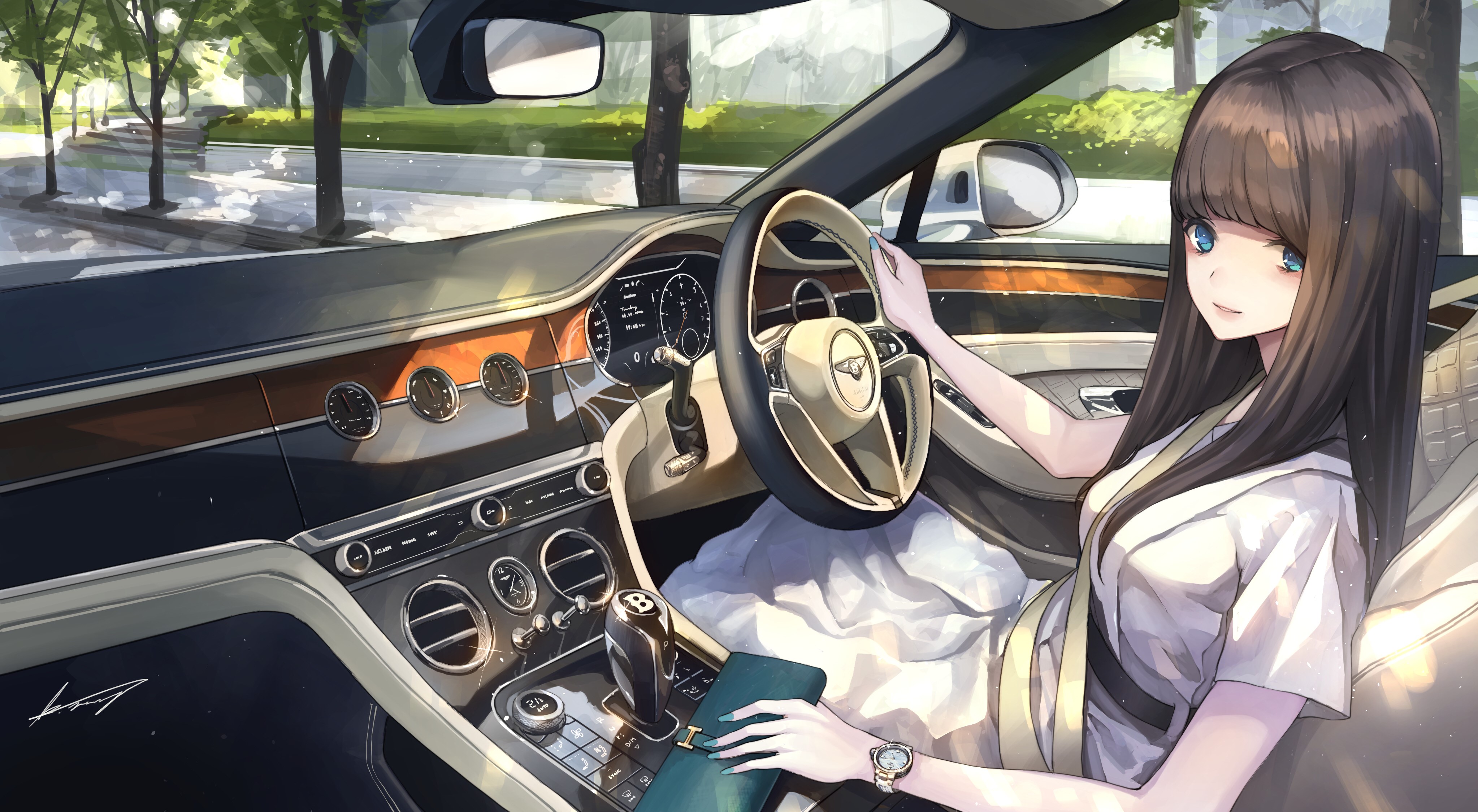 anime girls, black hair, long hair, Bentley, anime, HD Wallpaper
