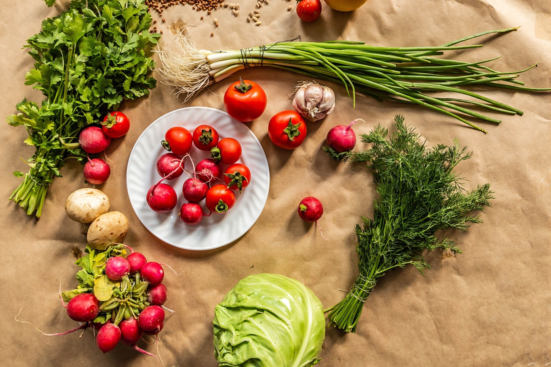food, colorful, vegetables, mushroom, cabbage, HD Wallpaper