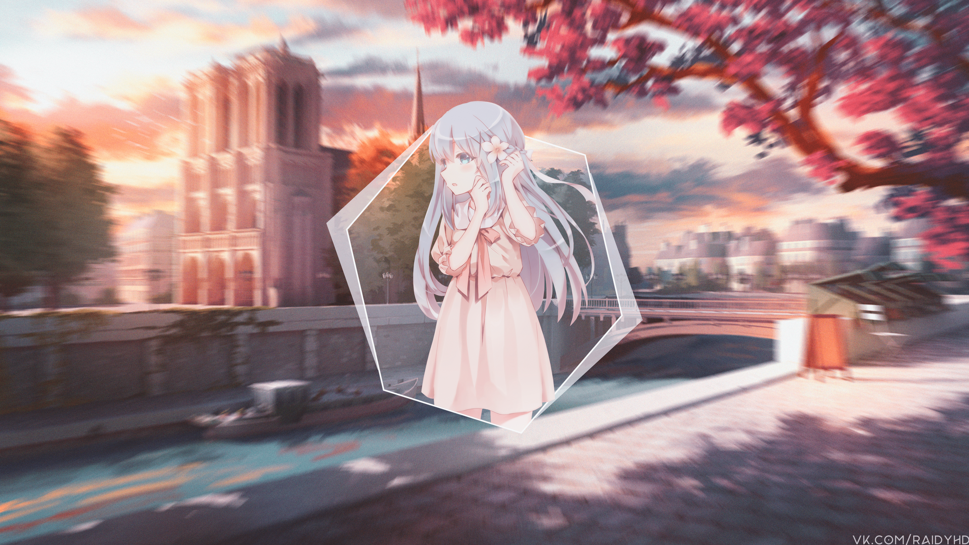 anime, anime girls, picture-in-picture, Kafuu Chino, street, HD Wallpaper