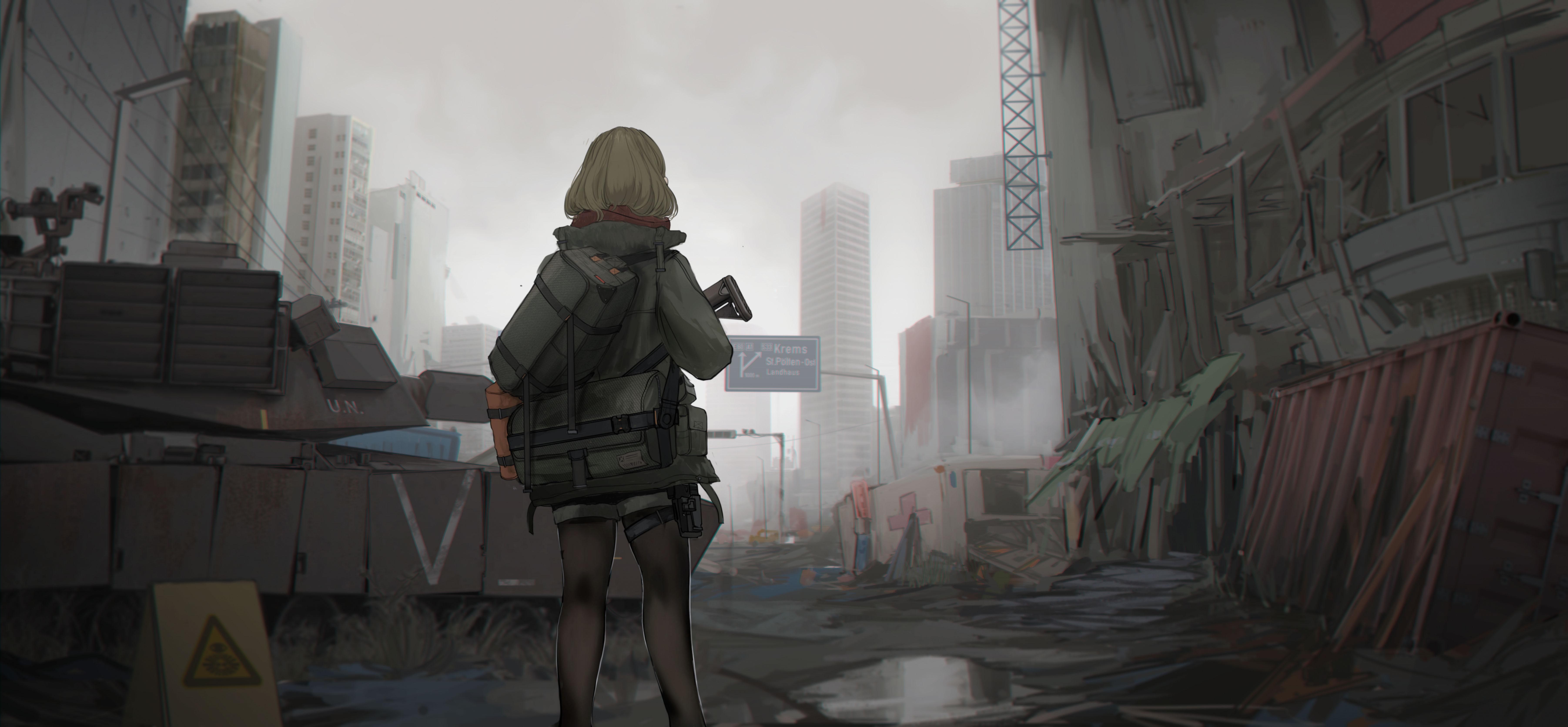 anime, anime girls, AegisFate, tank, Girl With Weapon, HD Wallpaper