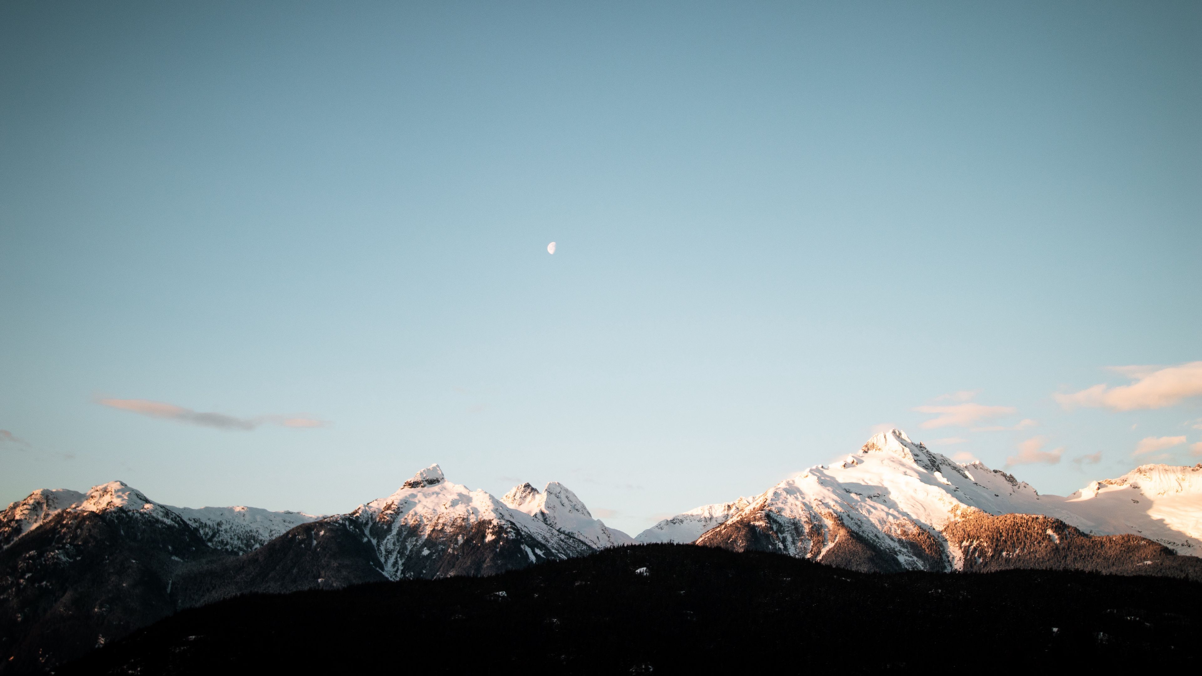 mountains, peak, sky, snowy, outdoors, 4k, HD Wallpaper