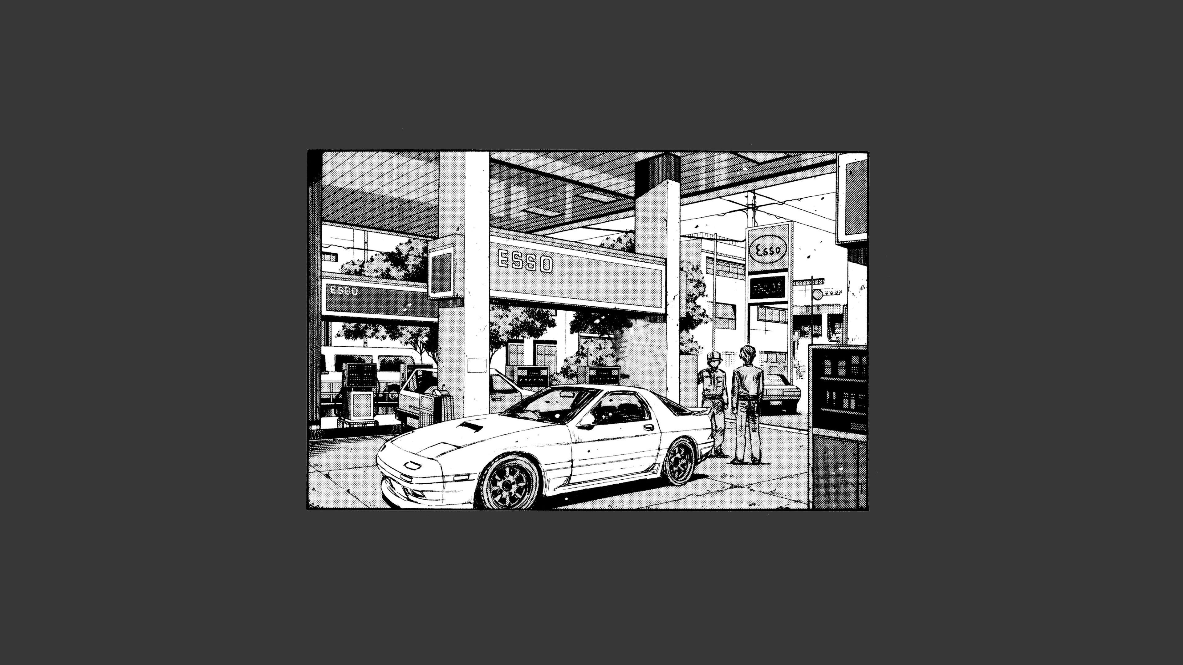 Initial D, Mitsubishi Lancer Evo V, car, artwork, HD Wallpaper