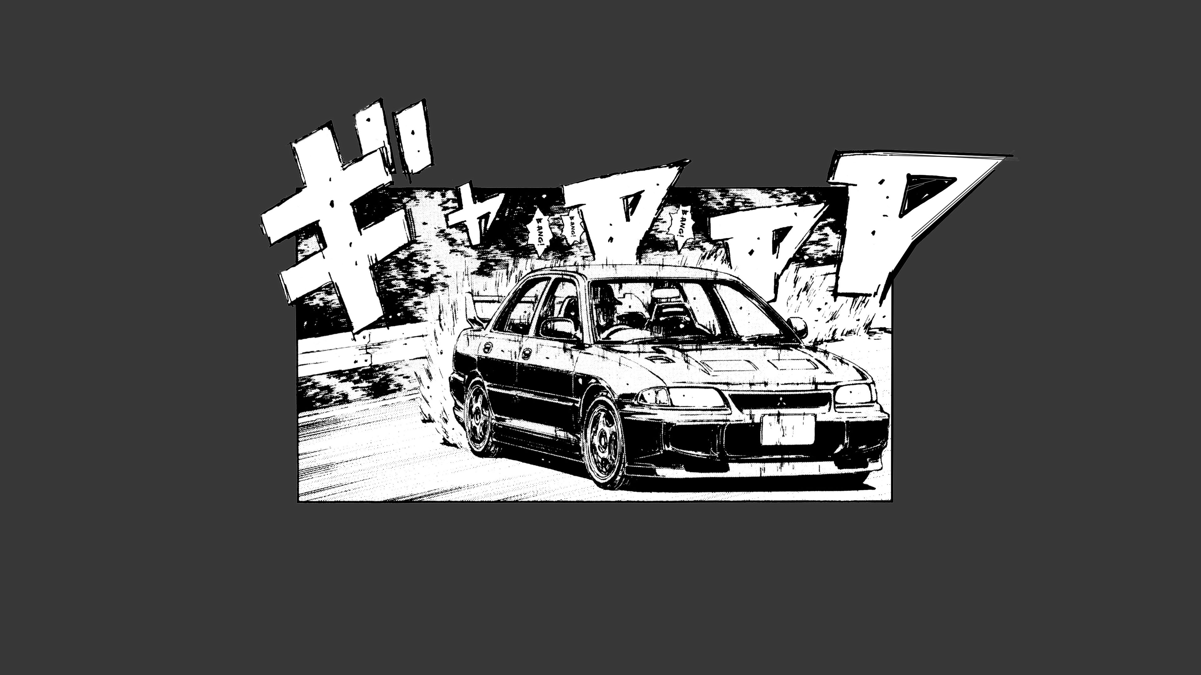 Initial D, Mitsubishi Lancer Evo V, car, vehicle, artwork, Mitsubishi, HD Wallpaper