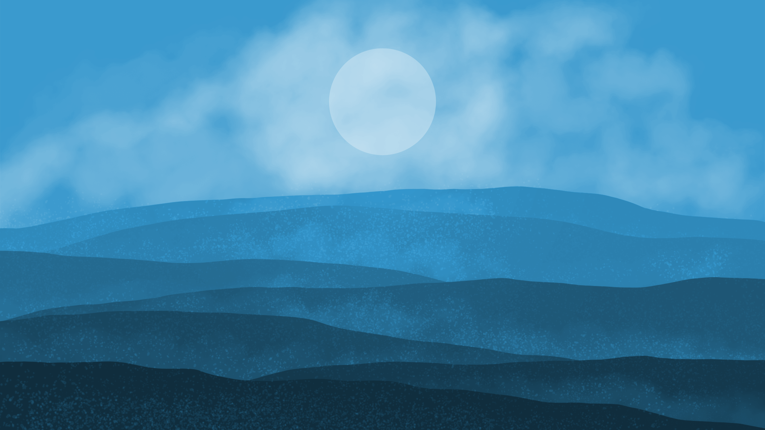 digital art, minimalism, blue, landscape, HD Wallpaper