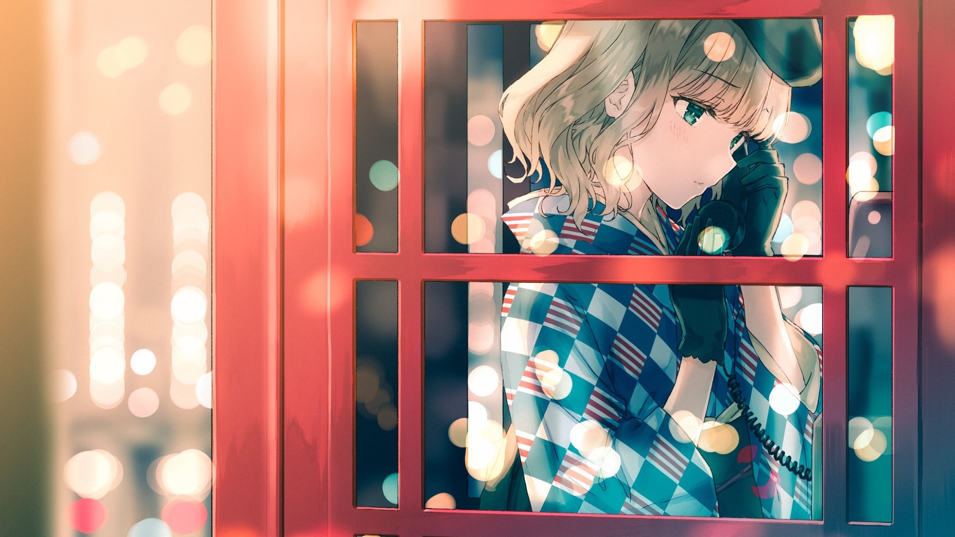kimono, telephone, blonde, short hair, anime girls, anime, Hiten, HD Wallpaper