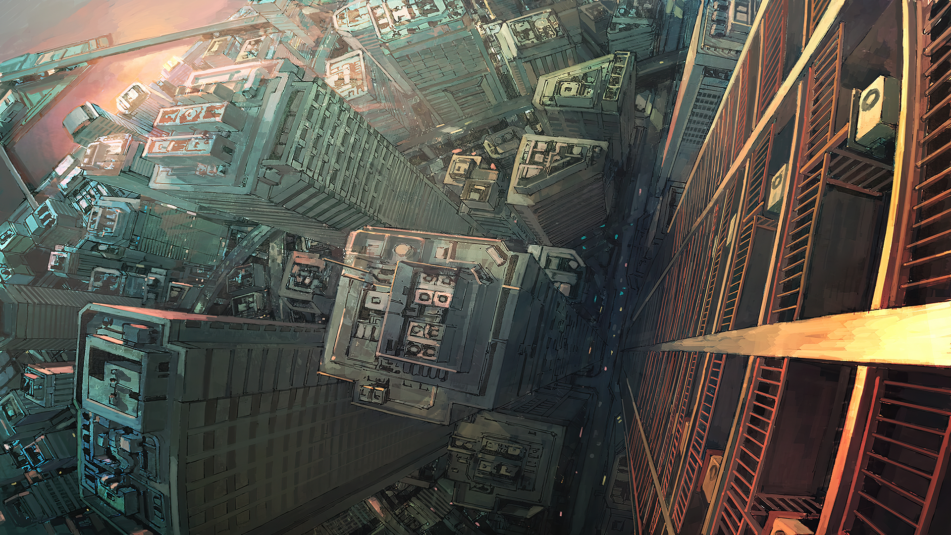 digital art, building, city, aerial view, HD Wallpaper