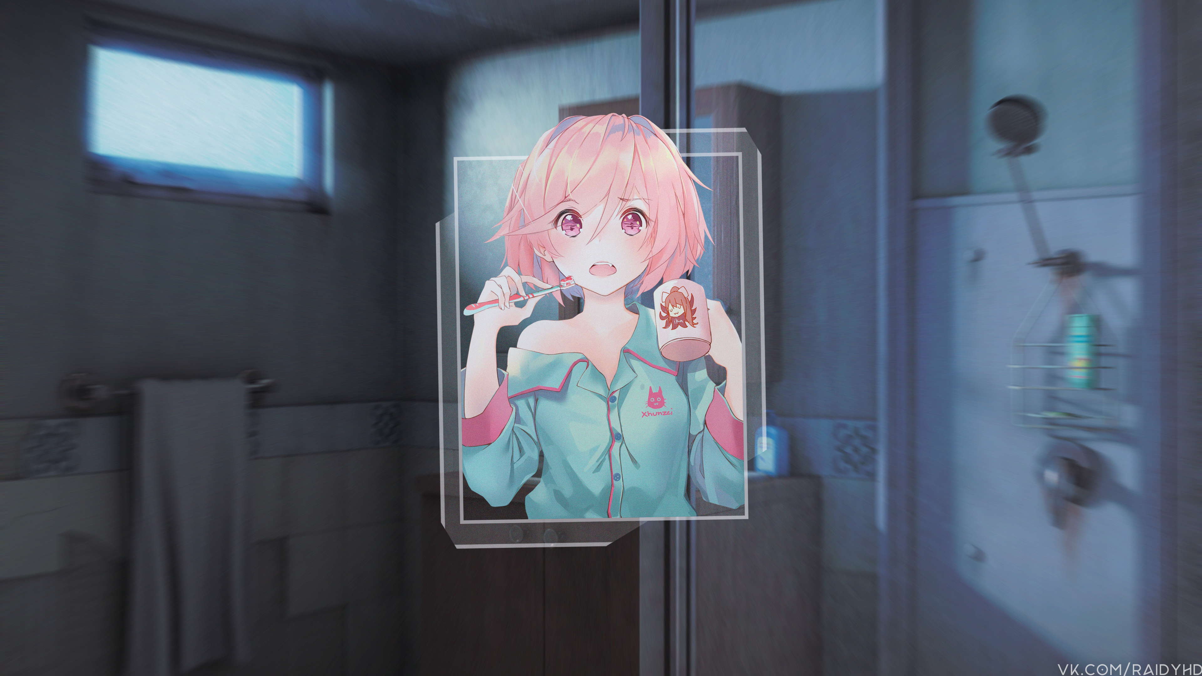anime, anime girls, picture-in-picture, Natsuki (Doki Doki Literature Club), Doki Doki Literature Club, HD Wallpaper