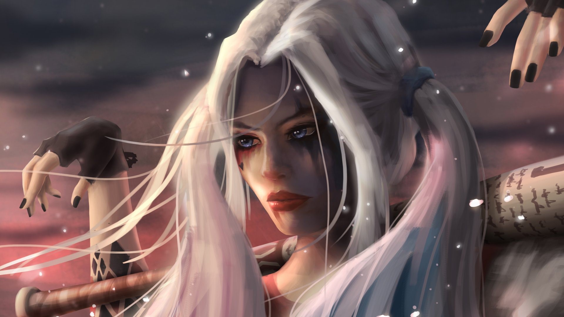 Harley Quinn, DC Comics, superhero, superheroines, women, blonde, blue eyes, baseball bat, fantasy art, fantasy girl, artwork, digital art, HD Wallpaper