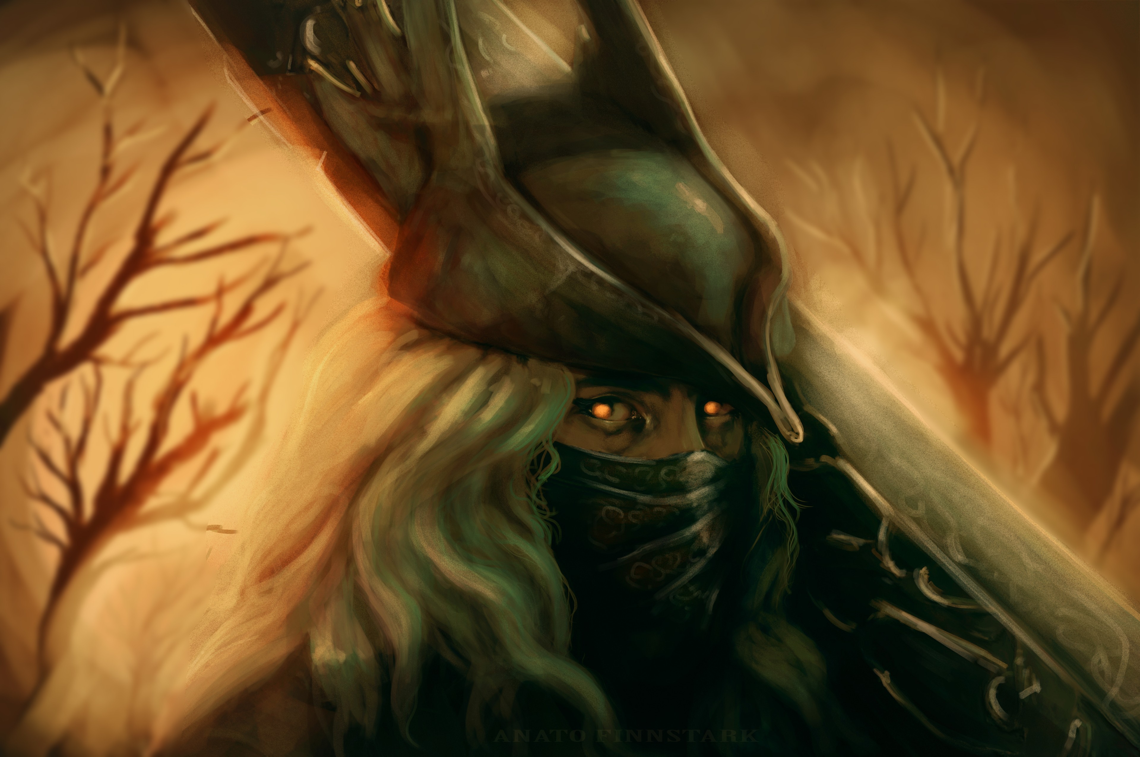 fantasy art, artwork, glowing eyes, long hair, Bloodborne, HD Wallpaper