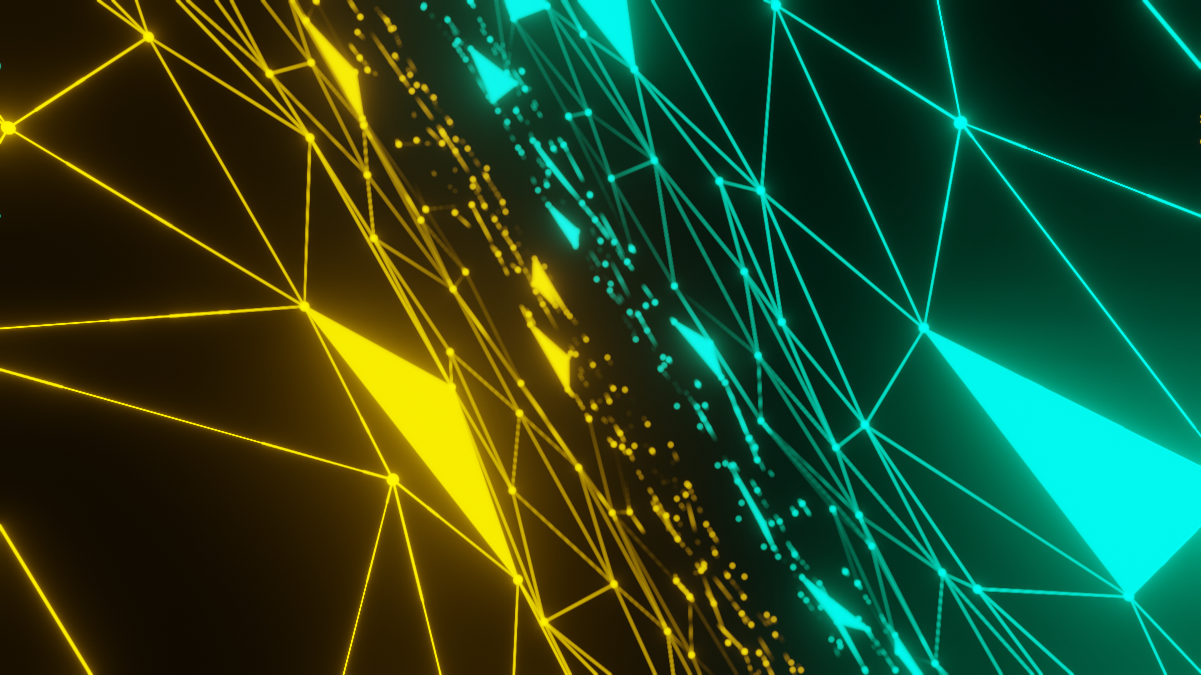 Plexus, glare, digital art, yellow, green, abstract, lines, HD Wallpaper
