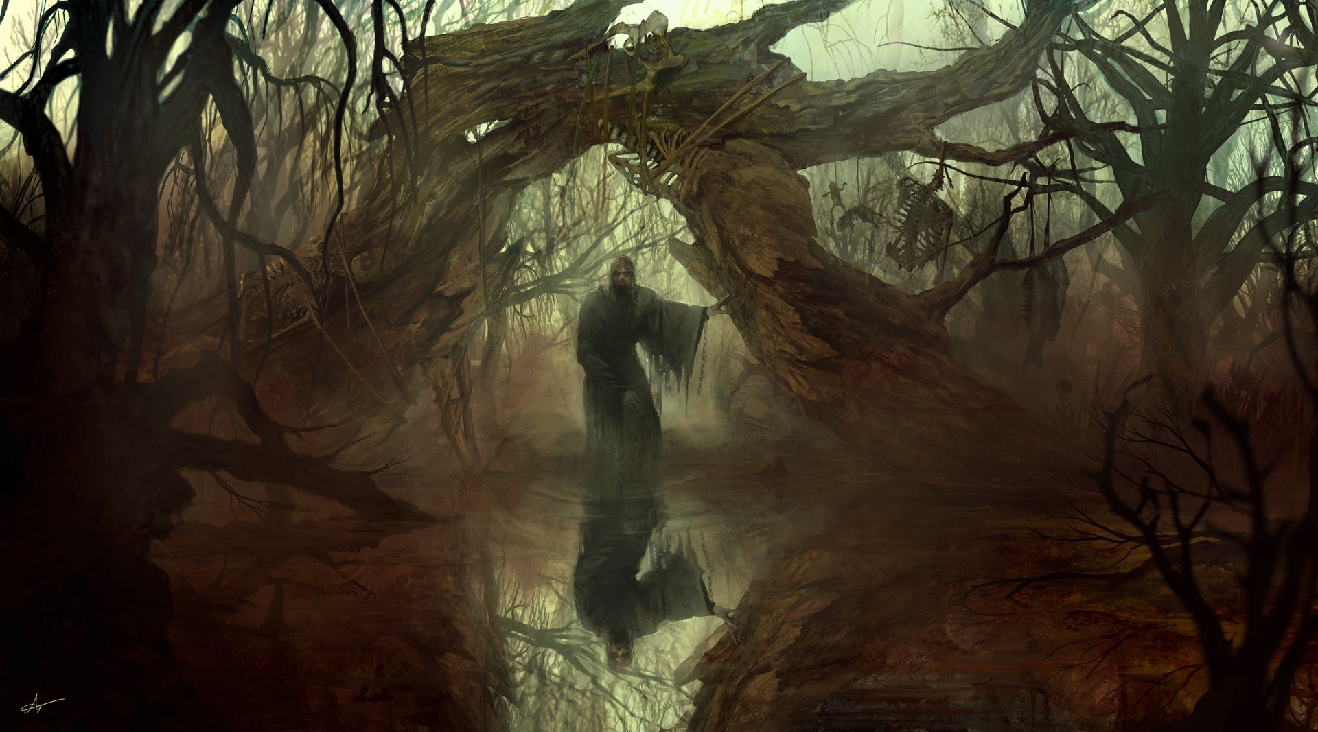 Adam Frank, swamp, artwork, fantasy art, HD Wallpaper