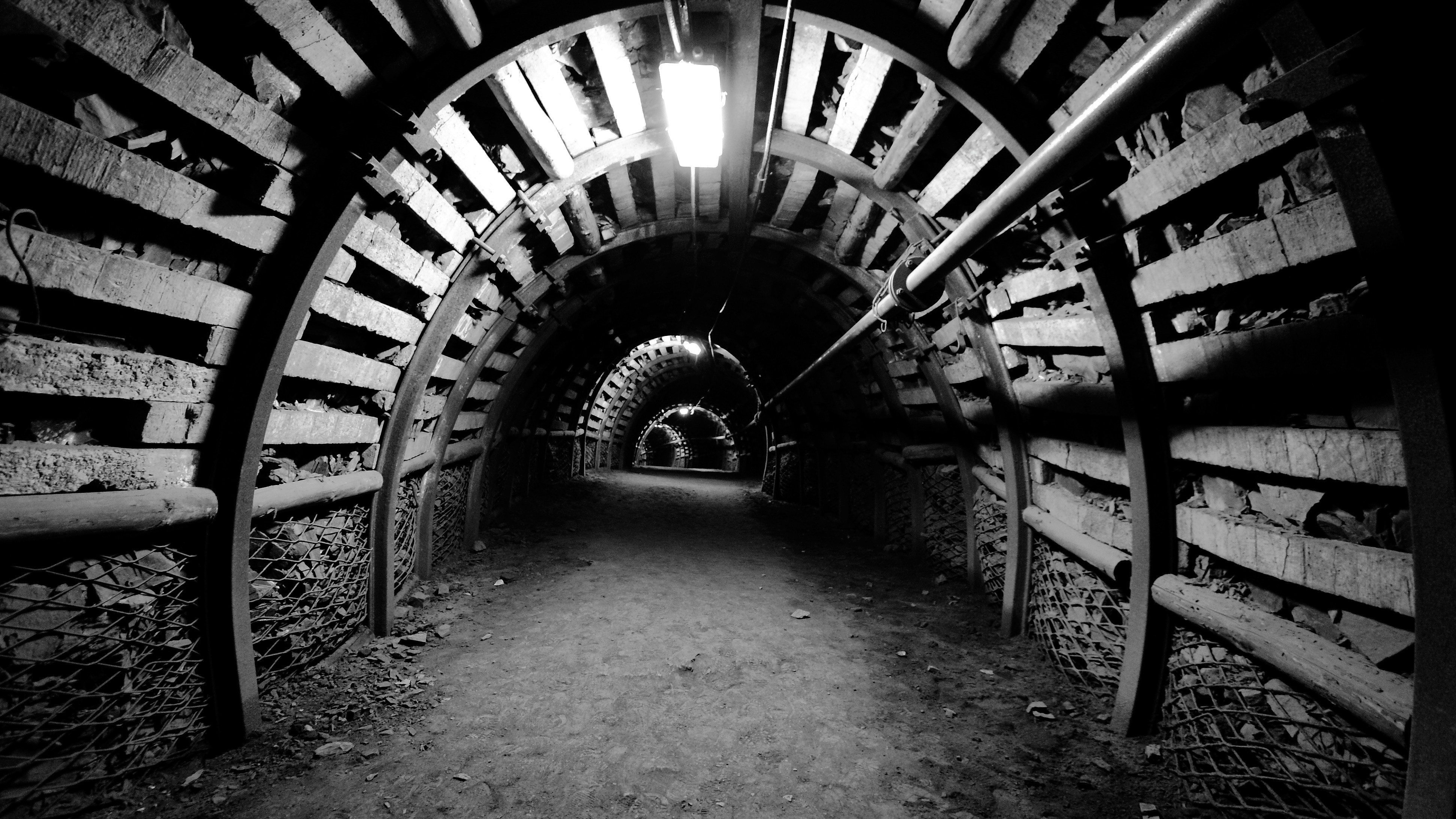 tunnel, abandoned, underground, monochrome, HD Wallpaper