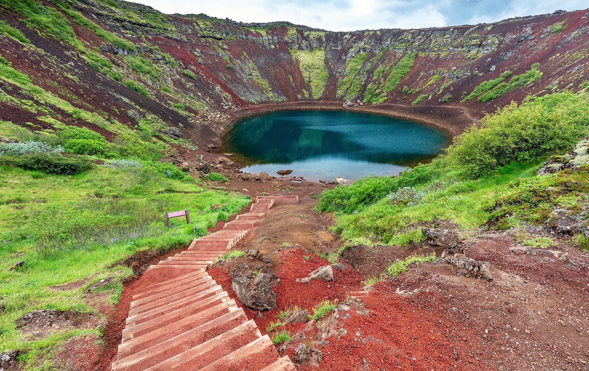 volcano, island, crater, HD Wallpaper